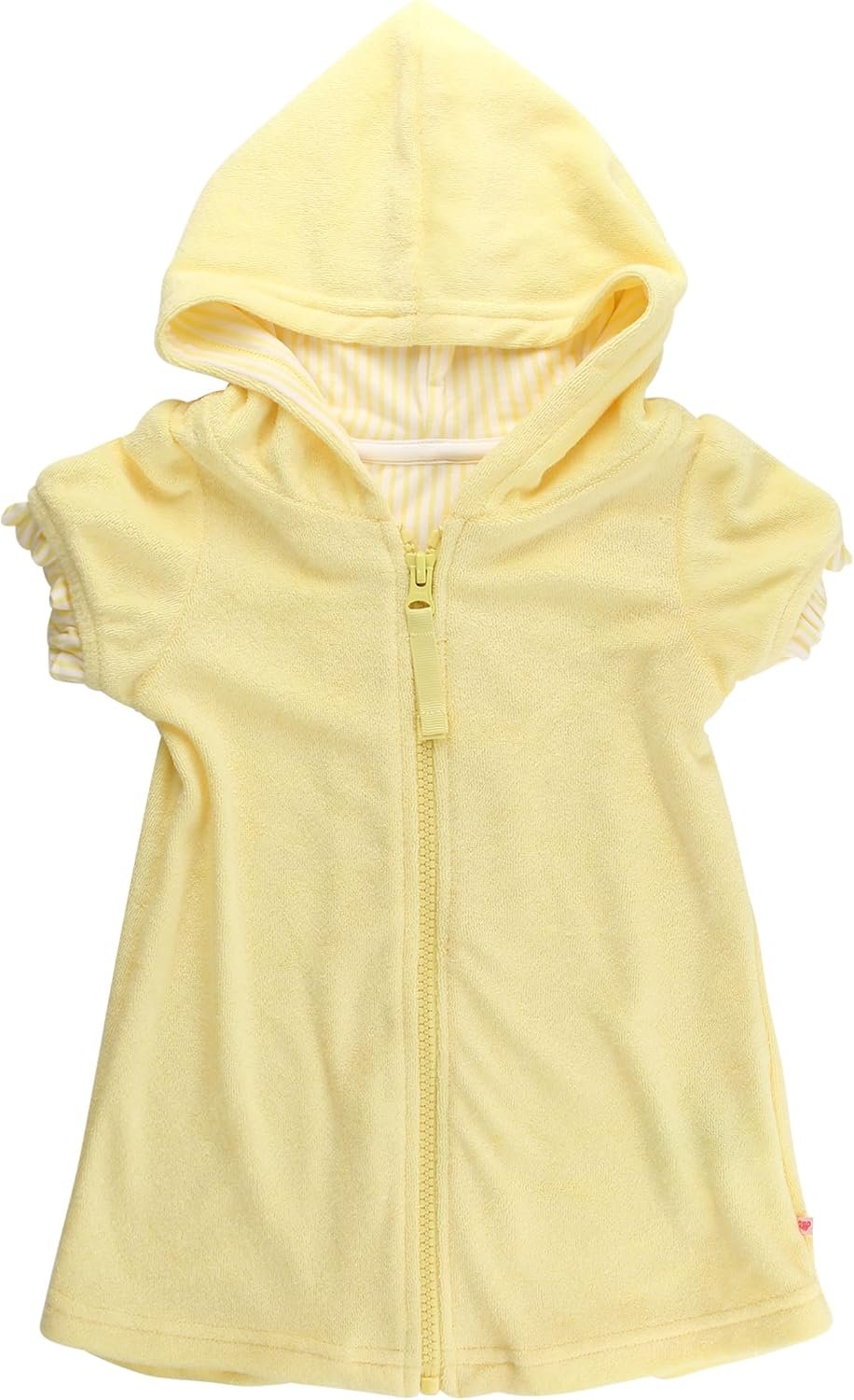 RuffleButts Girls Terry Knit Full-Zip Swim Cover-Up – Fashion Swimwear Cover-Up Dress