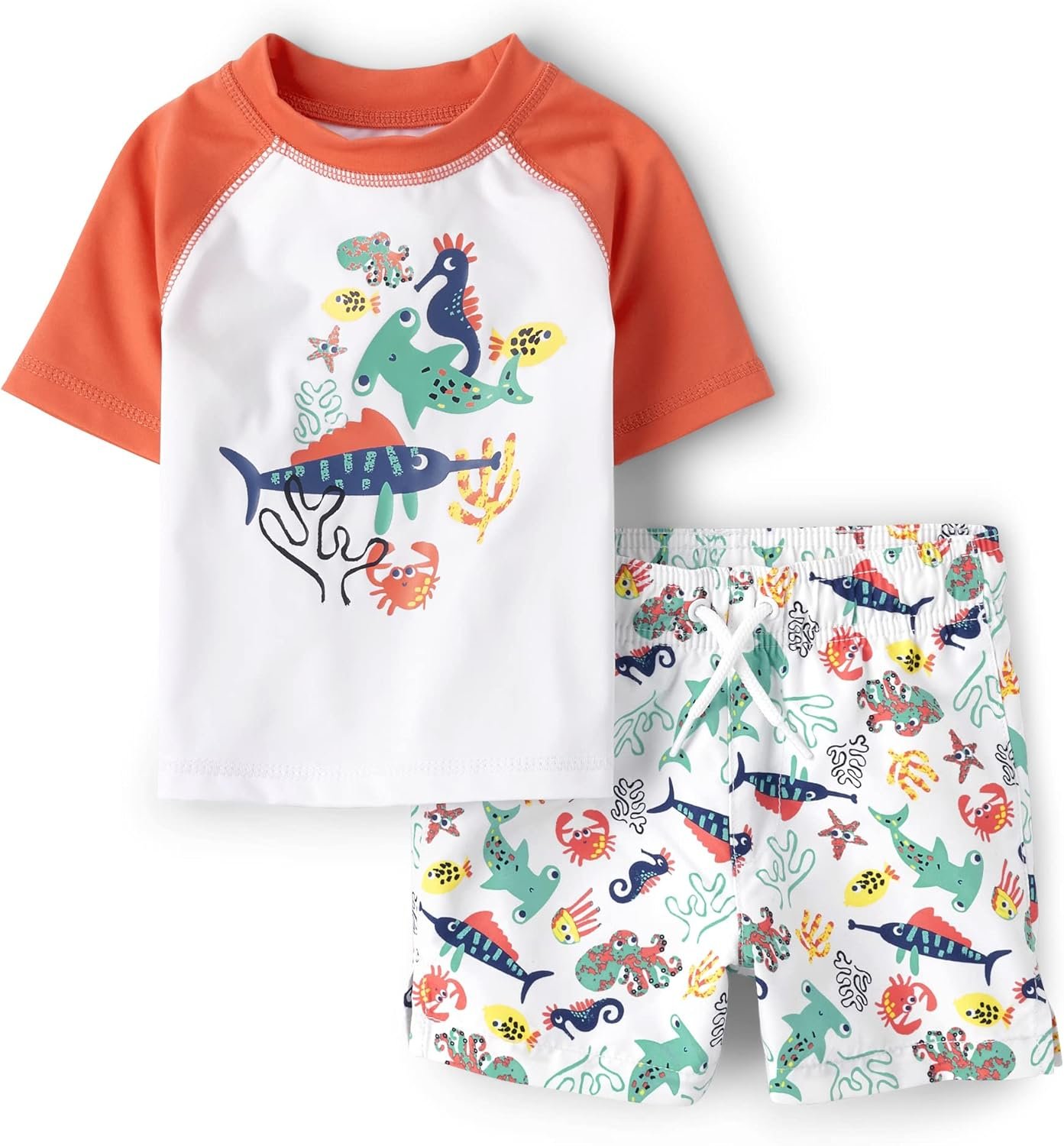 The Children’s Place Baby-Boys and Toddler Short Sleeve Rashguard and Bottoms