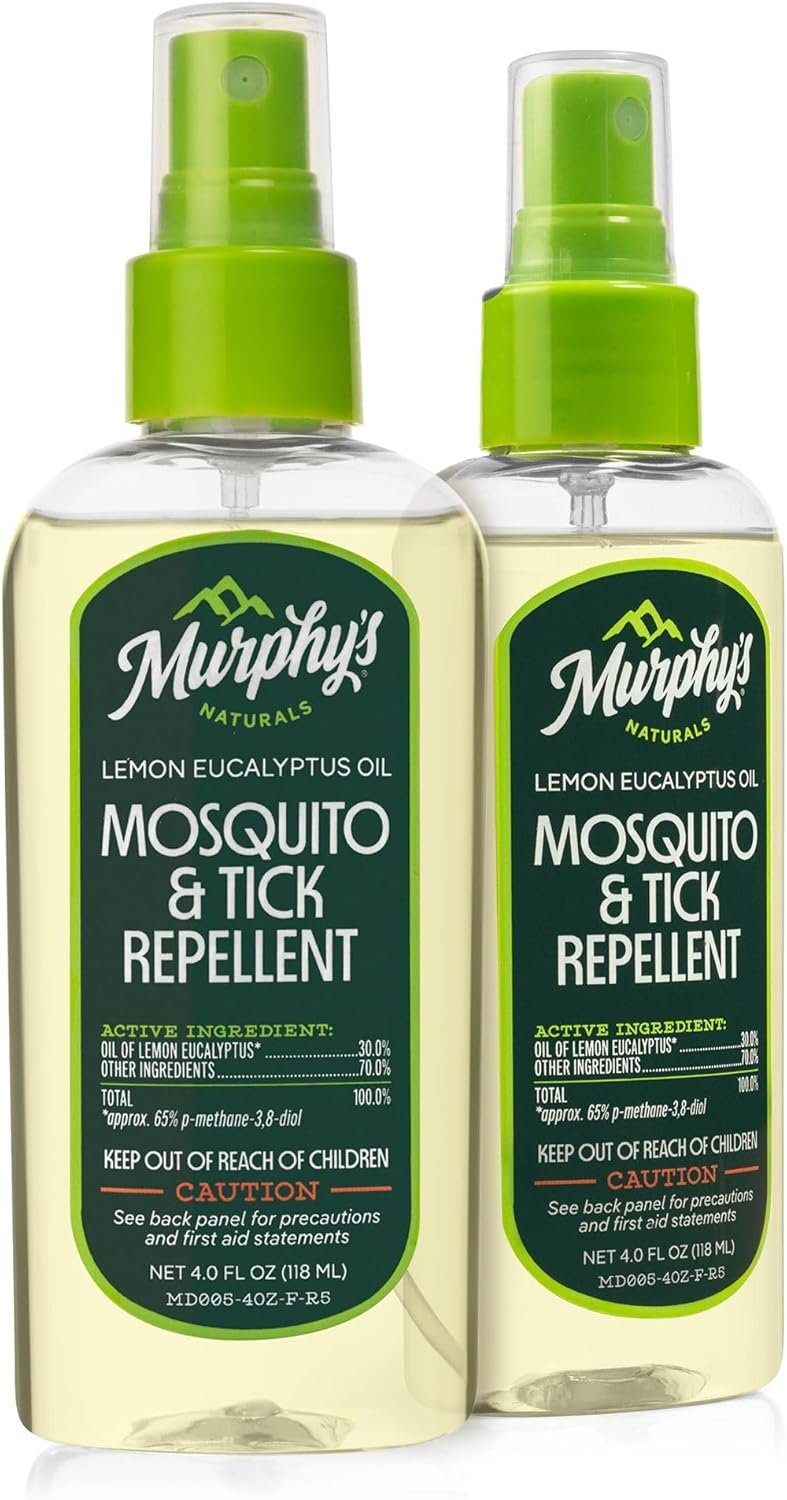 Murphy’s Naturals Mosquito & Tick Bug Repellent Spray, Oil of Lemon Eucalyptus for Skin + Outdoor Gear, 4 Ounce Pump, 2-Pack