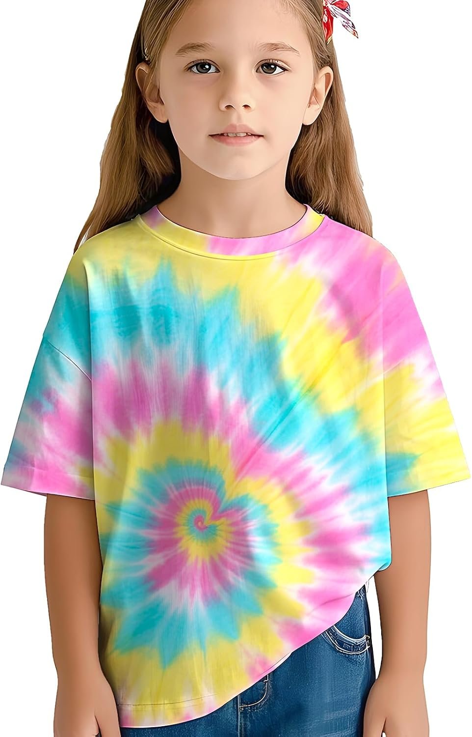 Kids Tie Dye Shirts for Boys Girls Outfit Clothes Children Hippies Short Sleeve Tees Tie-Dye T Shirt 6-16 Years