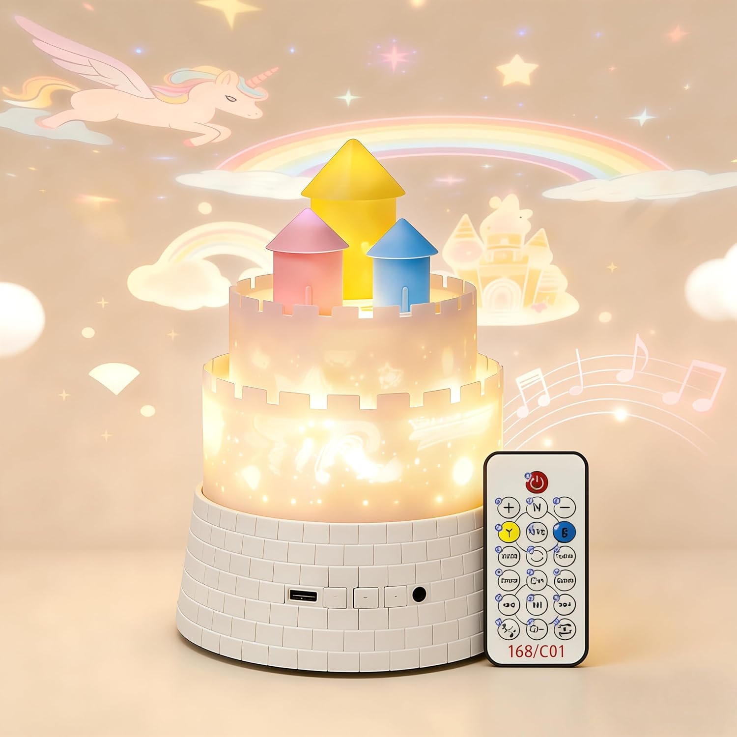 Princess Night Light for Kids – 360 Rotating Star Projector with 12 Music & 23 Films, Rechargeable 1800mAh Battery, Unicorn Lights for Girls Room, Kids’ Birthday Gifts