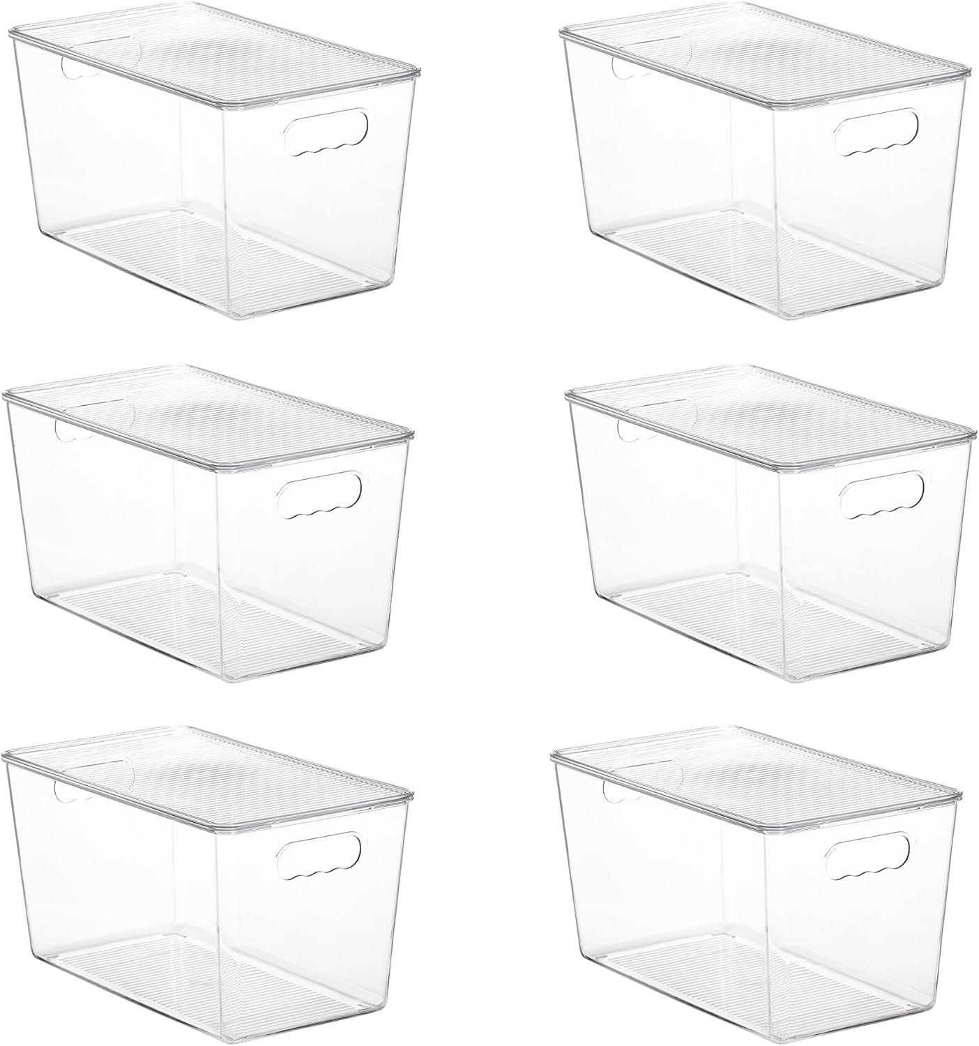 Vtopmart 6 Pack Clear Stackable Storage Bins with Lids,XLarge Plastic Containers with Handle for Pantry Organizer and Storage,Perfect for Kitchen,Fridge,Cabinet, Closet,Bathroom Organization