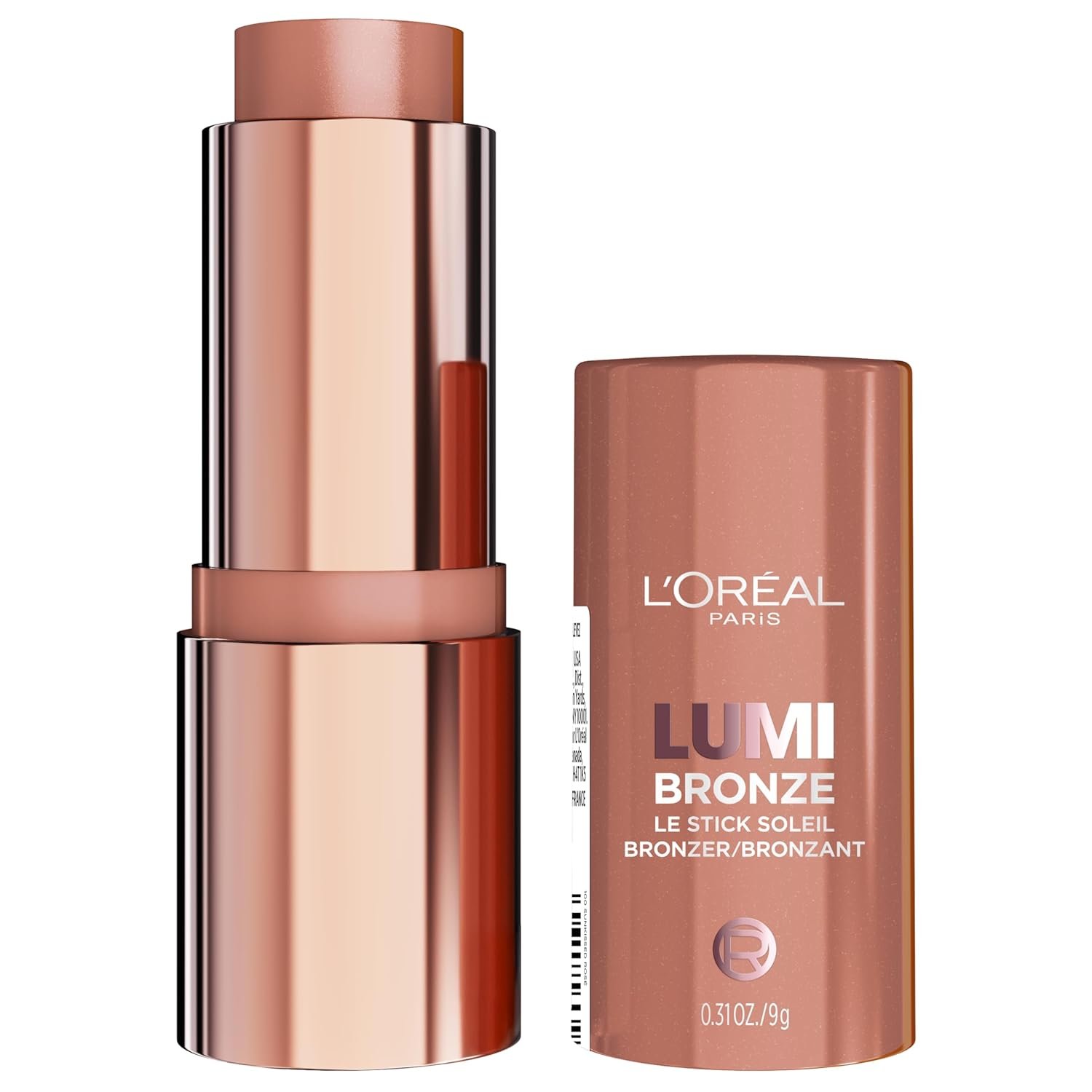 L’Oreal Paris Lumi Bronze Le Stick Soleil Bronzer Stick, Cream-To-Powder Bronzer For A Sunkissed Face Makeup Glow, 100 Sunkissed Rosé