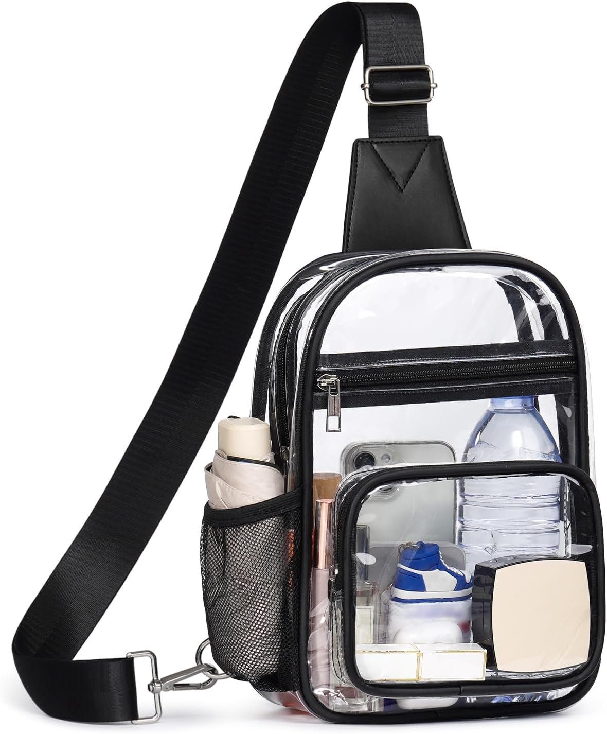 Clear Bag for Stadium Events, Clear Purses For Women Men, Transparent Crossbody Bag, See Through Large Sling Backpack