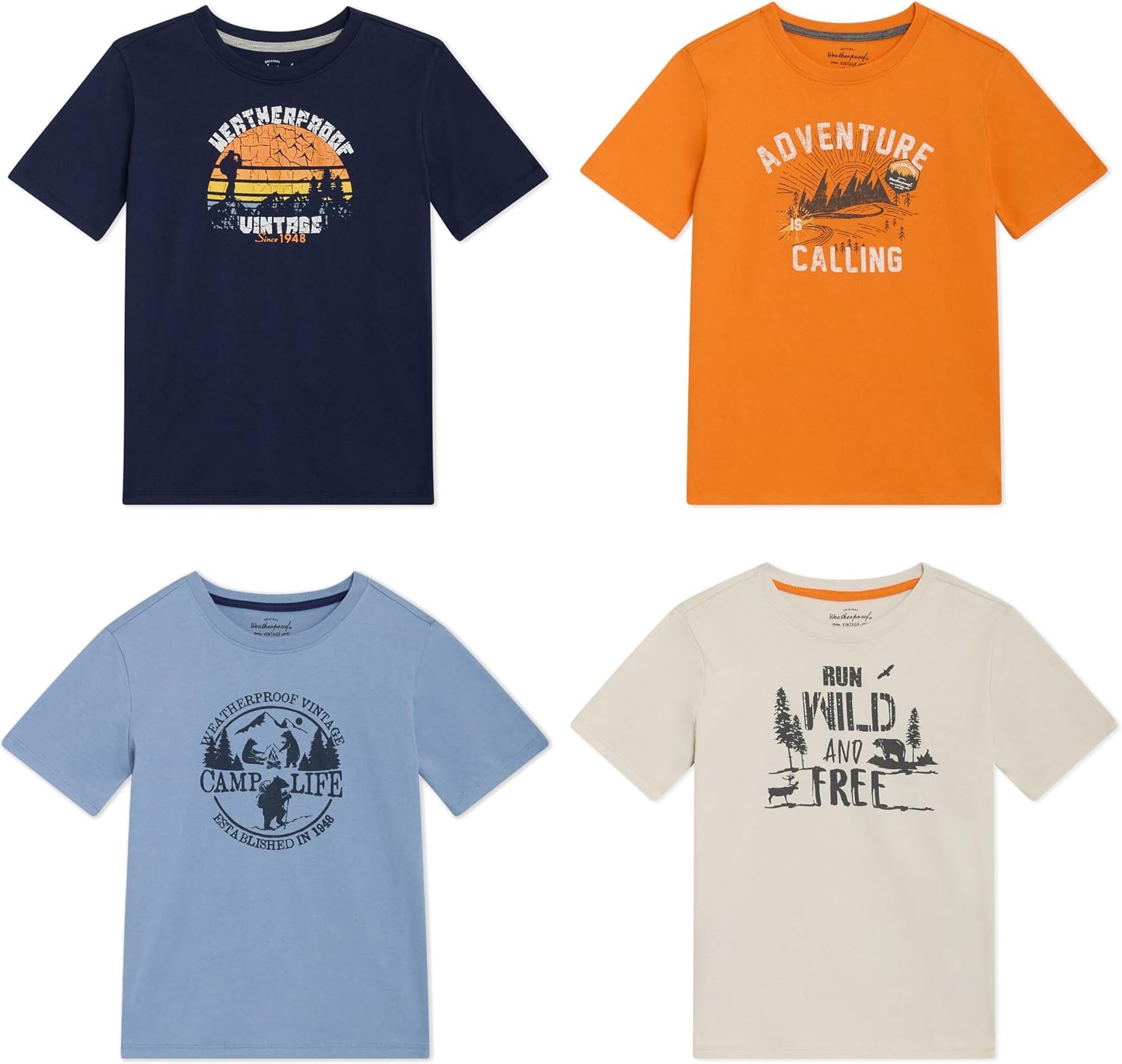 Weatherproof Vintage Boys’ 4 Pack Variety Super Soft Stretchable Tee Short Sleeve Graphic T-Shirt