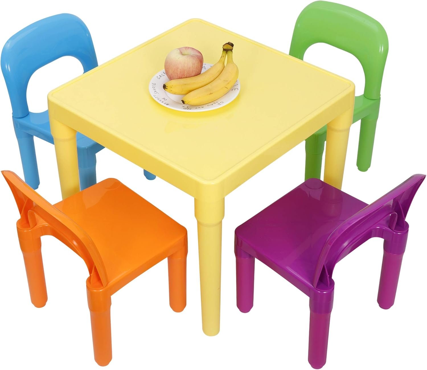 Nova Microdermabrasion Kids Plastic Table and 4 Chairs Set, Multicolor Toddler Activity Table for Playroom, Reading, Art & Crafts
