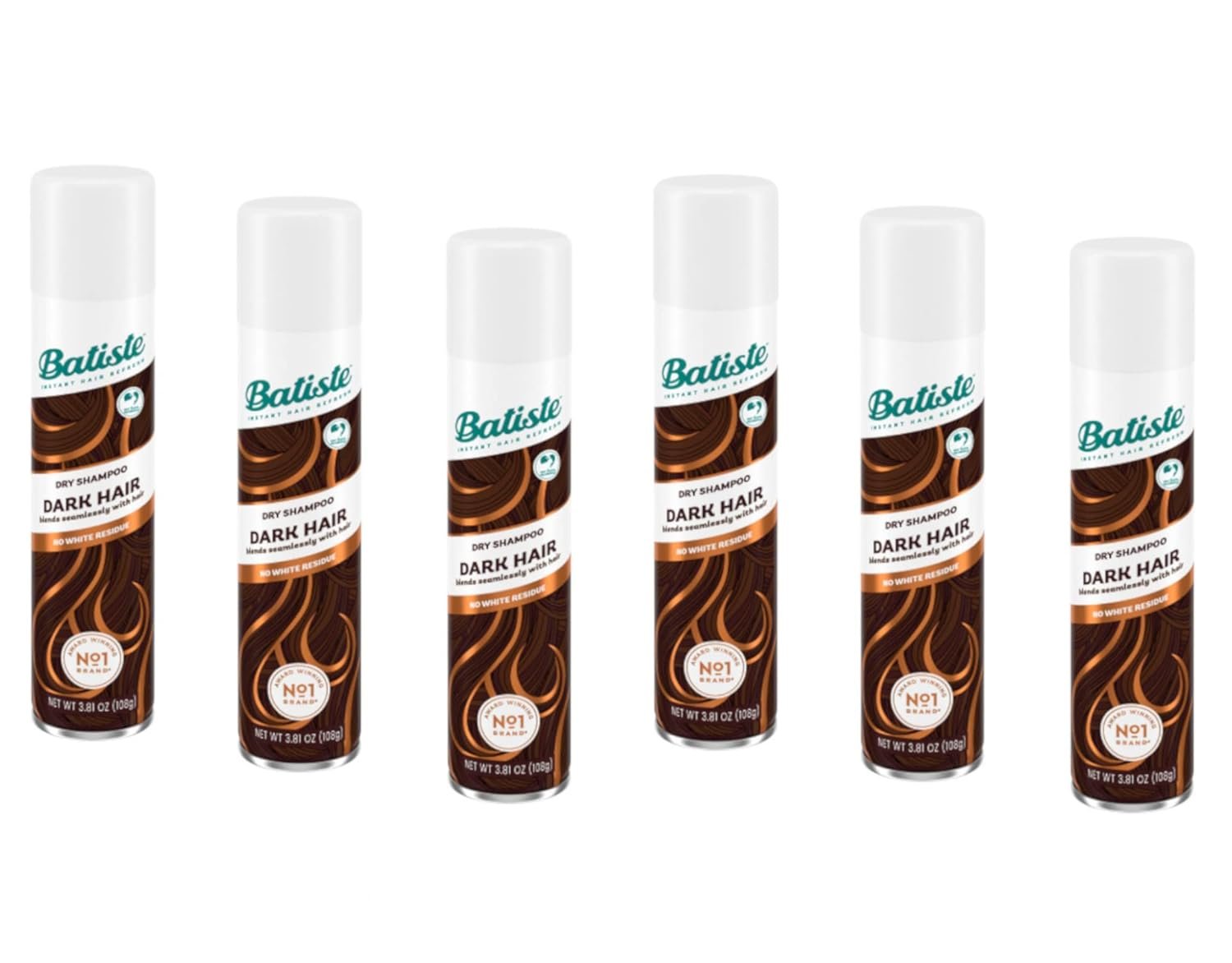 Batiste Dry Shampoo, Divine Dark, 3.81 oz. (6 Pack)