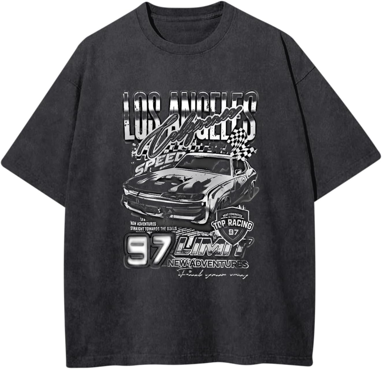 Oversized Boys Tshirts Car Graphic Cotton Tees Kids Acid Wash Vintage Tshirt Youth Short Sleeve Distressed Tops