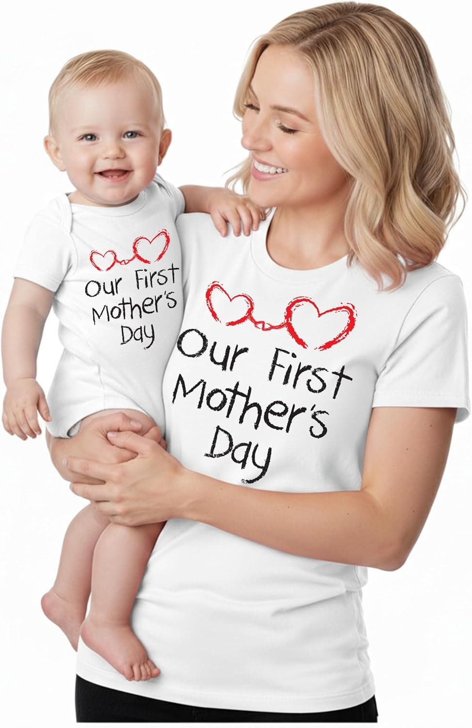 Tstars Our First Mother’s Day Mom and Baby Matching Shirts – Mommy and Me Outfit Gift for New Moms and Infant