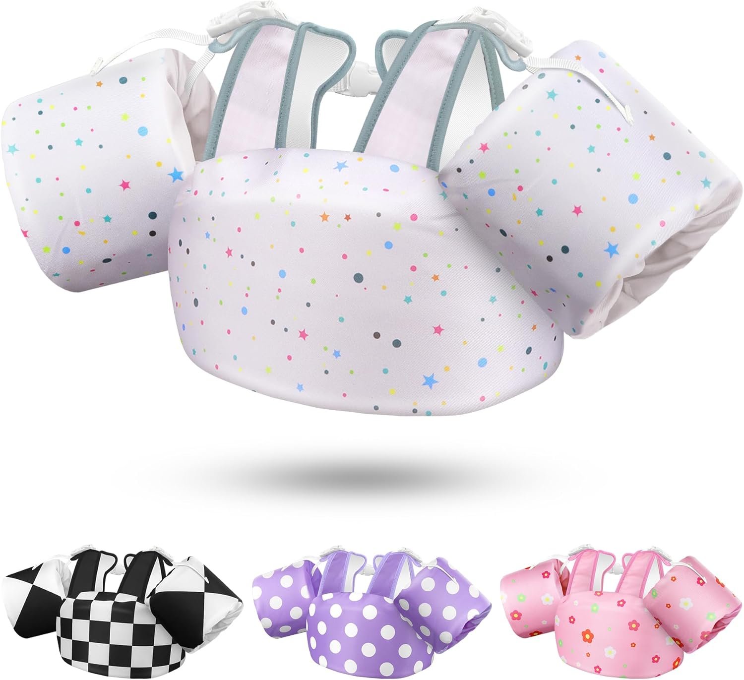 Vvinca Puddle Float Jumper for 22-66 Lbs (2-6 Years) – 3-in-1 Toddler Swim Vest with Removable Arm Bands and Back Float, Adjustable Safety Swim Jacket for Boys and Girls Learning to Swim