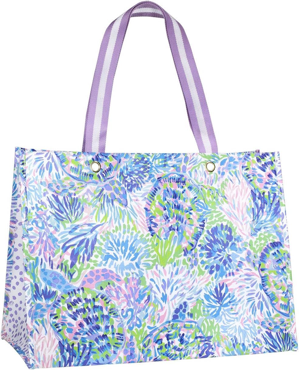 Lilly Pulitzer XL Market Shopper Bag, Oversize Reusable Grocery Tote with Comfortable Shoulder Straps