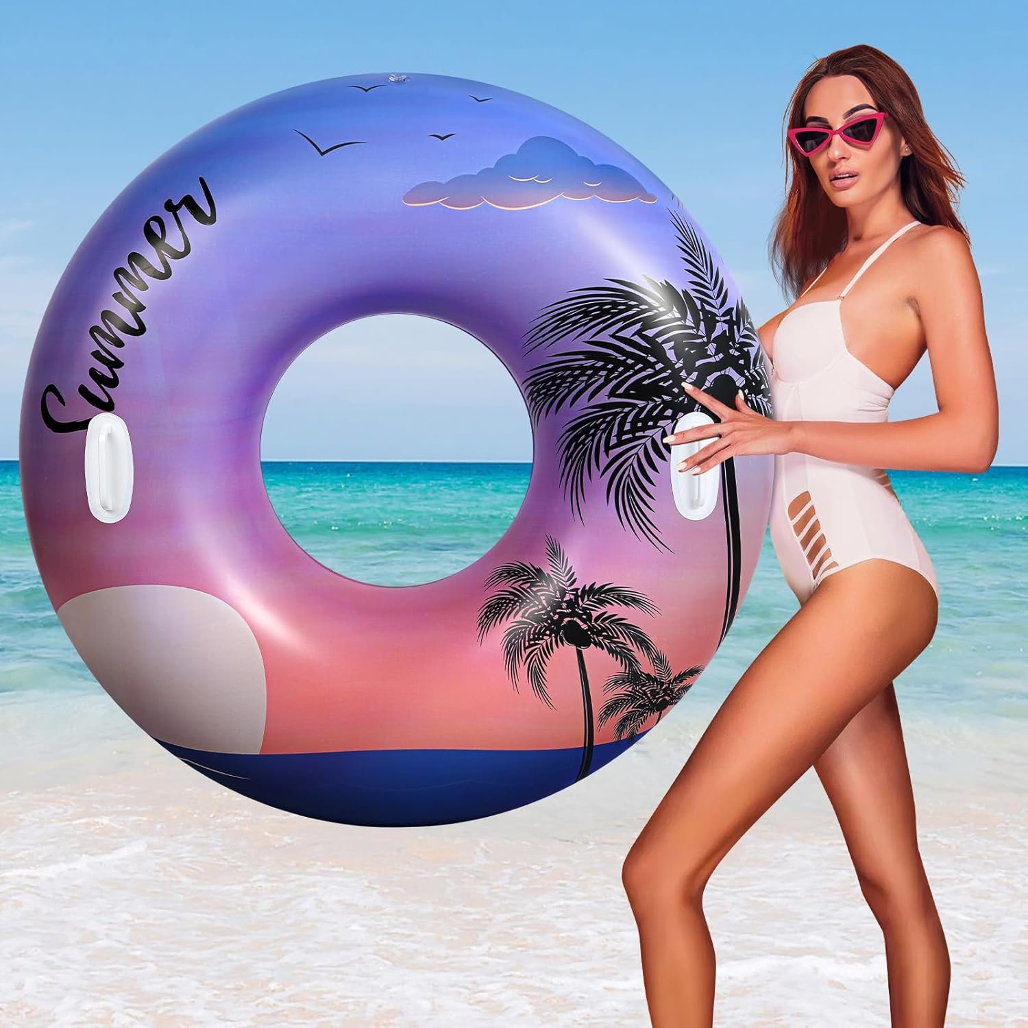 HeySplash Pool Floats, Pool Tubes for Adult, Inflatable Pool Floats Fun Pool Floaties for Swimming Pool Beach Lake River Party Decoration Toys