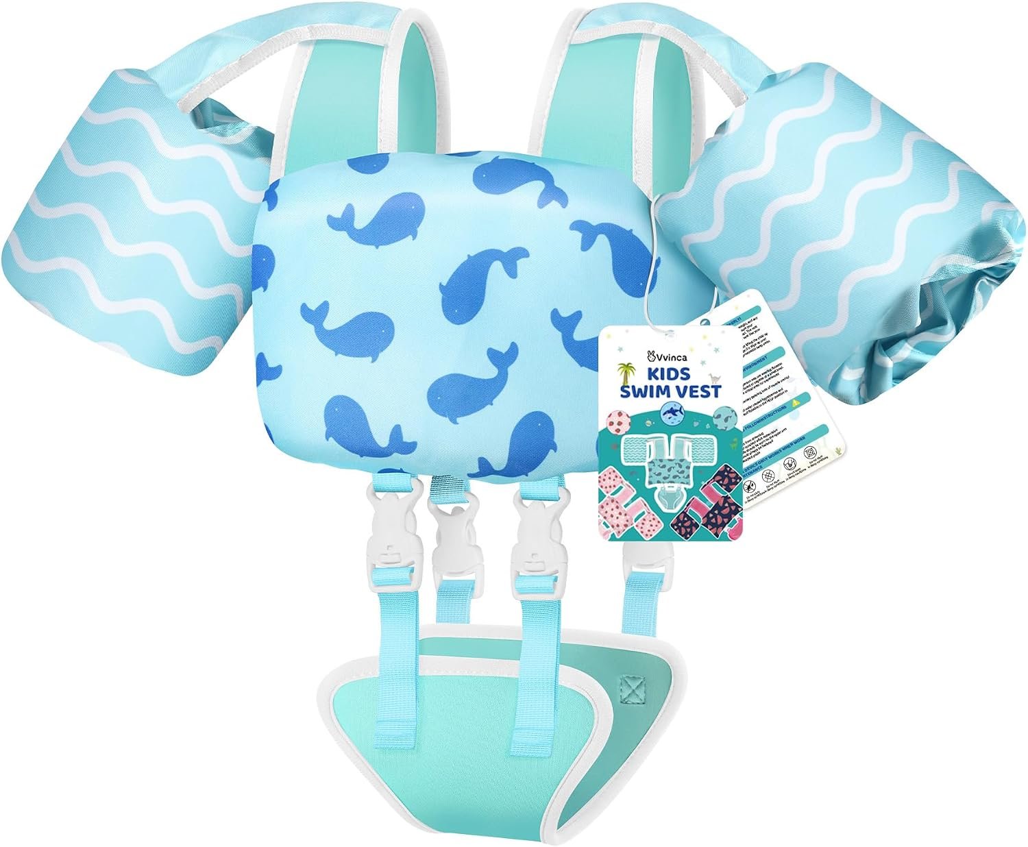 Vvinca Toddler Swim Vest 13-30 lbs, Swim Trainer for Boys Girls with Anti-Chafe Crotch Strap, Floaties for Kids 1-3 Years