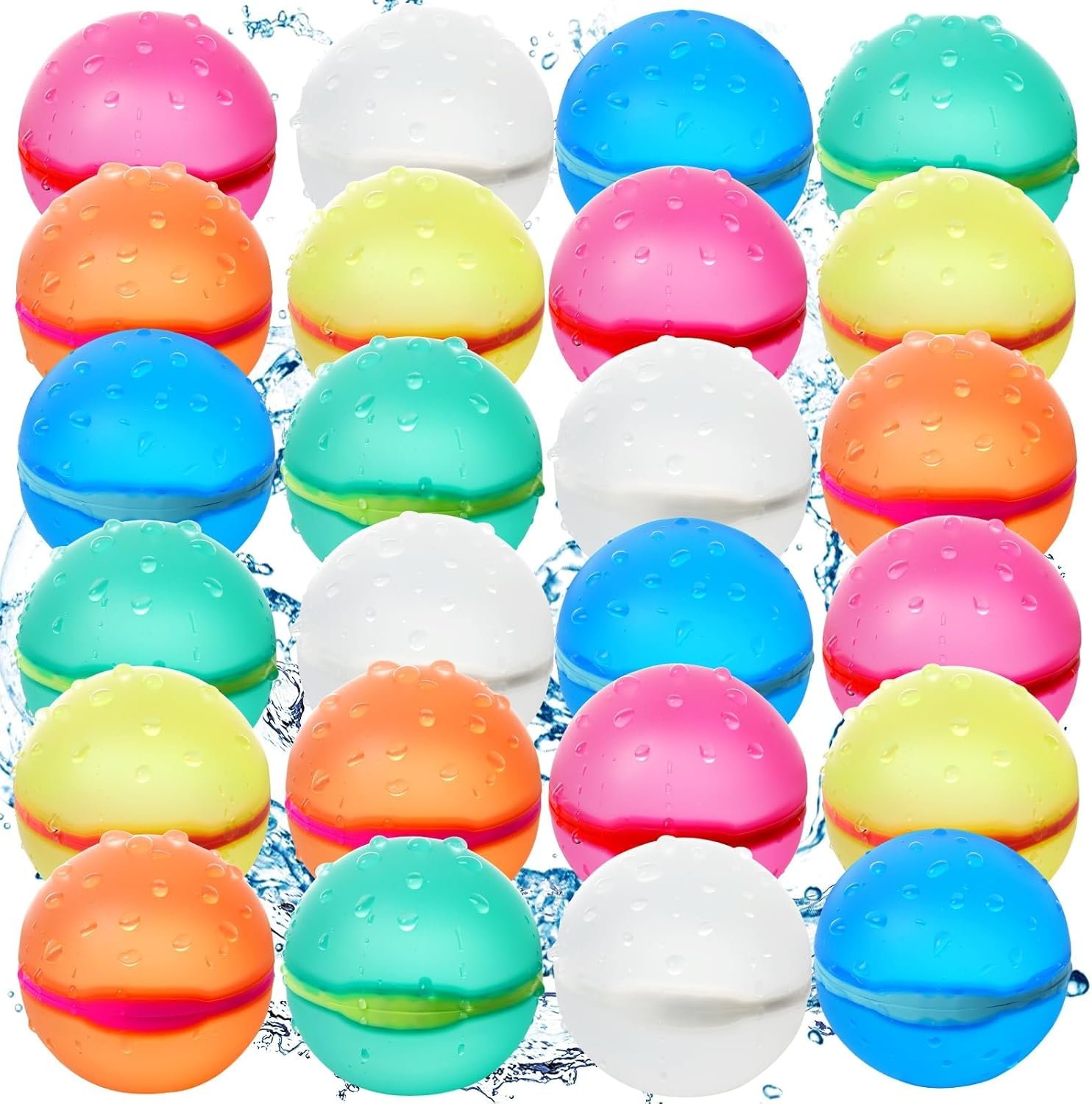 Reusable Water Balloons,Magnetic Splash Refillable Balls,Summer Water Toys for Kids Pool Beach & Outdoor (24pcs)