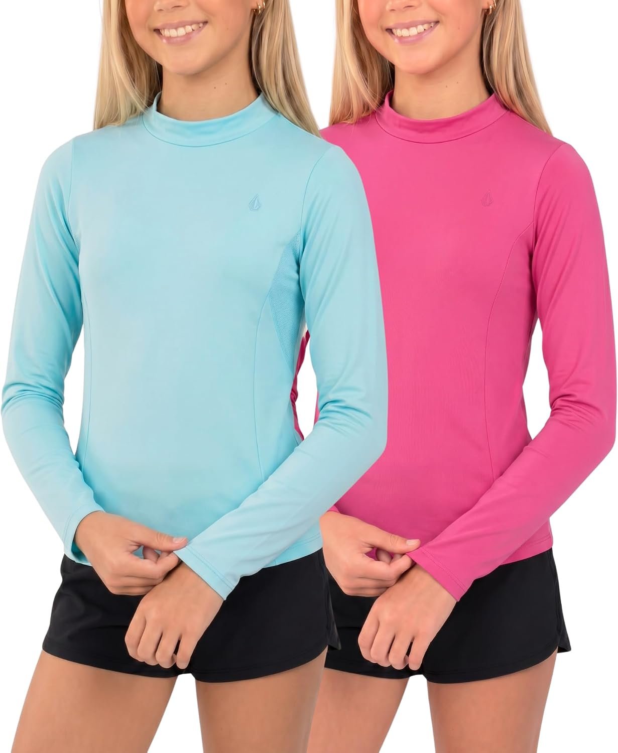 Volcom Girls Rash Guard 2-Pack Long Sleeve UPF 50+ Swim Shirt Sun Protection Swimwear for Kids