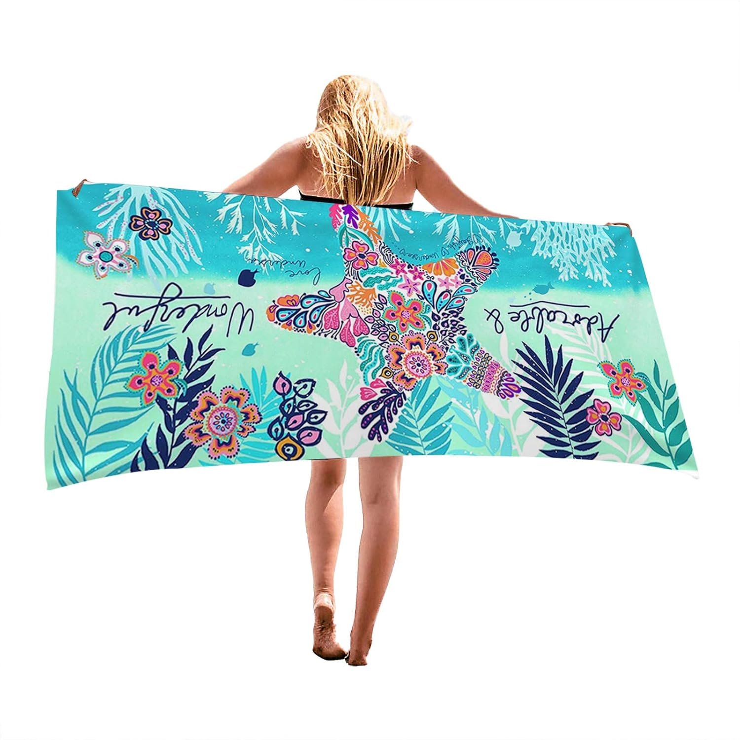 Beach Towel Microfiber Beach Towels Sand Free Quick Dry Lightweight Travel Towels Oversized Large Quick Cute Starfish Design 30×60 inch Beach Towels for Kids Women Men Pool Swim