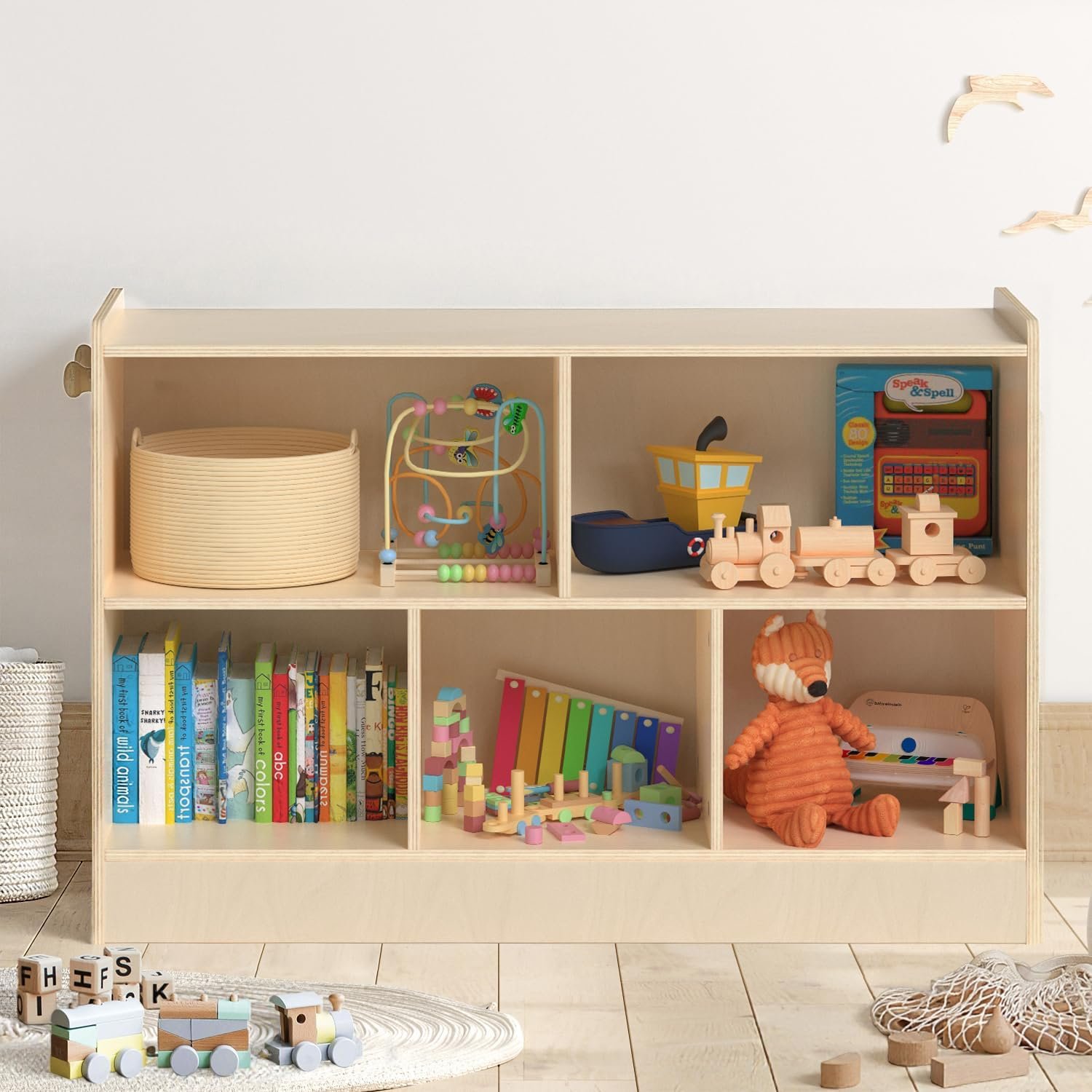 Wooden Montessori Shelf,2-Shelf Toy Organizers and Storage, Kids Classroom Organizer, Playroom, Daycare and Preschool (Medium)