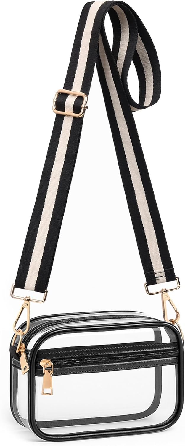 BS-VOG Clear Crossbody Bag Stadium Approved, Clear Purses for Women, Small Stadium Bag for Events Concerts Sports Fans