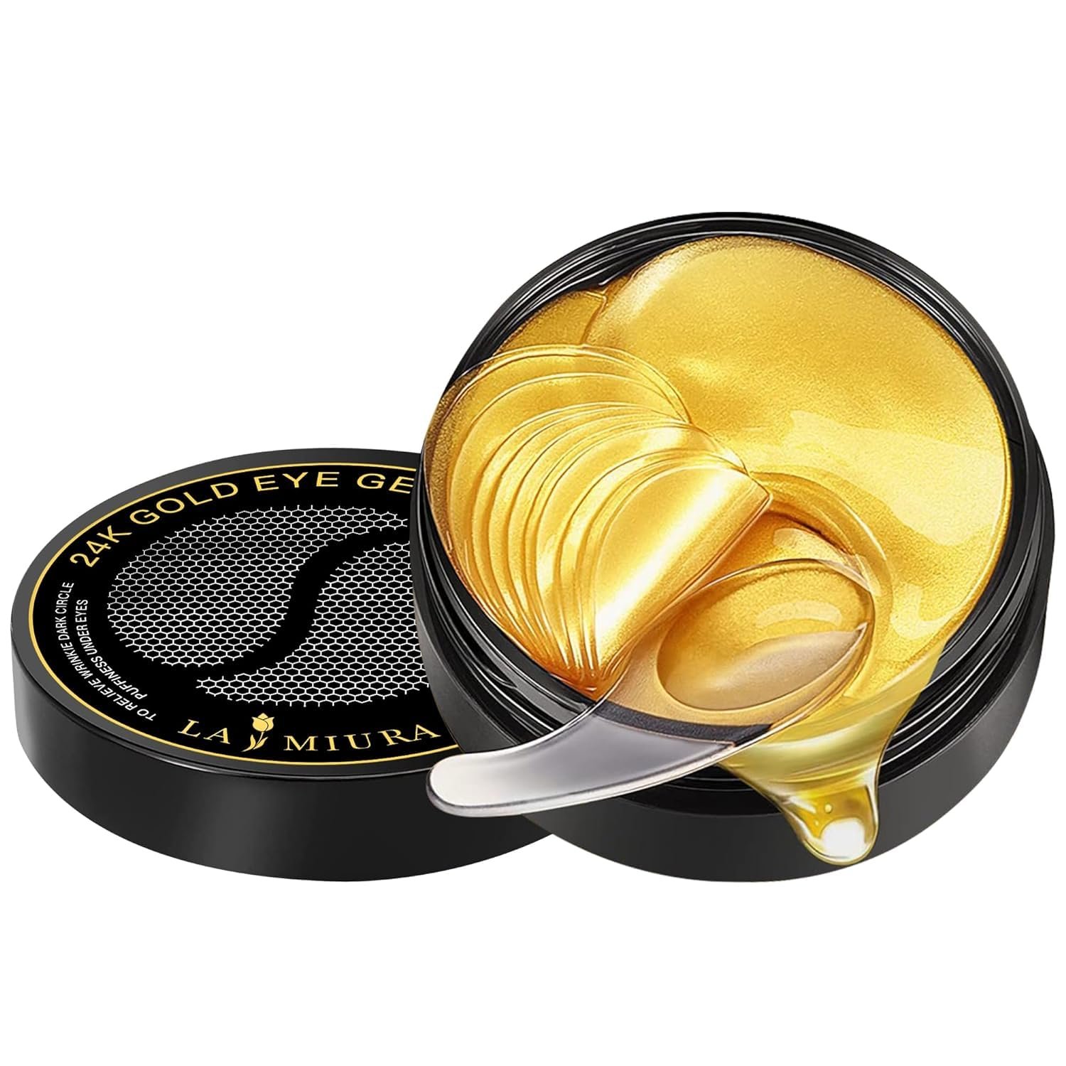 24K Gold Under Eye Patches – 60 Pcs Eye Masks for Dark Circles Puffiness – Skin Care with Collagen Hyaluronic Acid – Anti-Aging & Rejuvenating Hydrogel Eye Patch