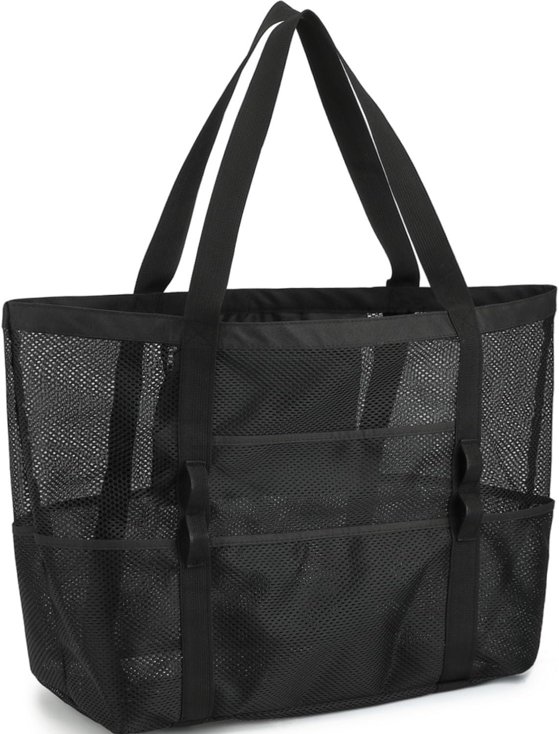 GYEUKHAM Mesh Beach Bag for Women, Sand-Resistant Pool Tote, 9 Pockets (1 Inner Zip), Foldable Family Travel Essentials