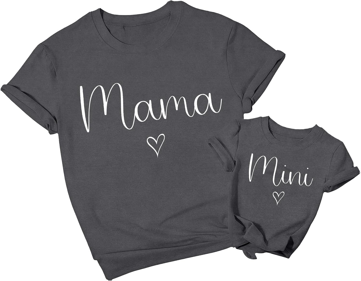Mommy and Me Shirts Mother Daughter Matching T-Shirt Mama or Mini Heart Tee Tops