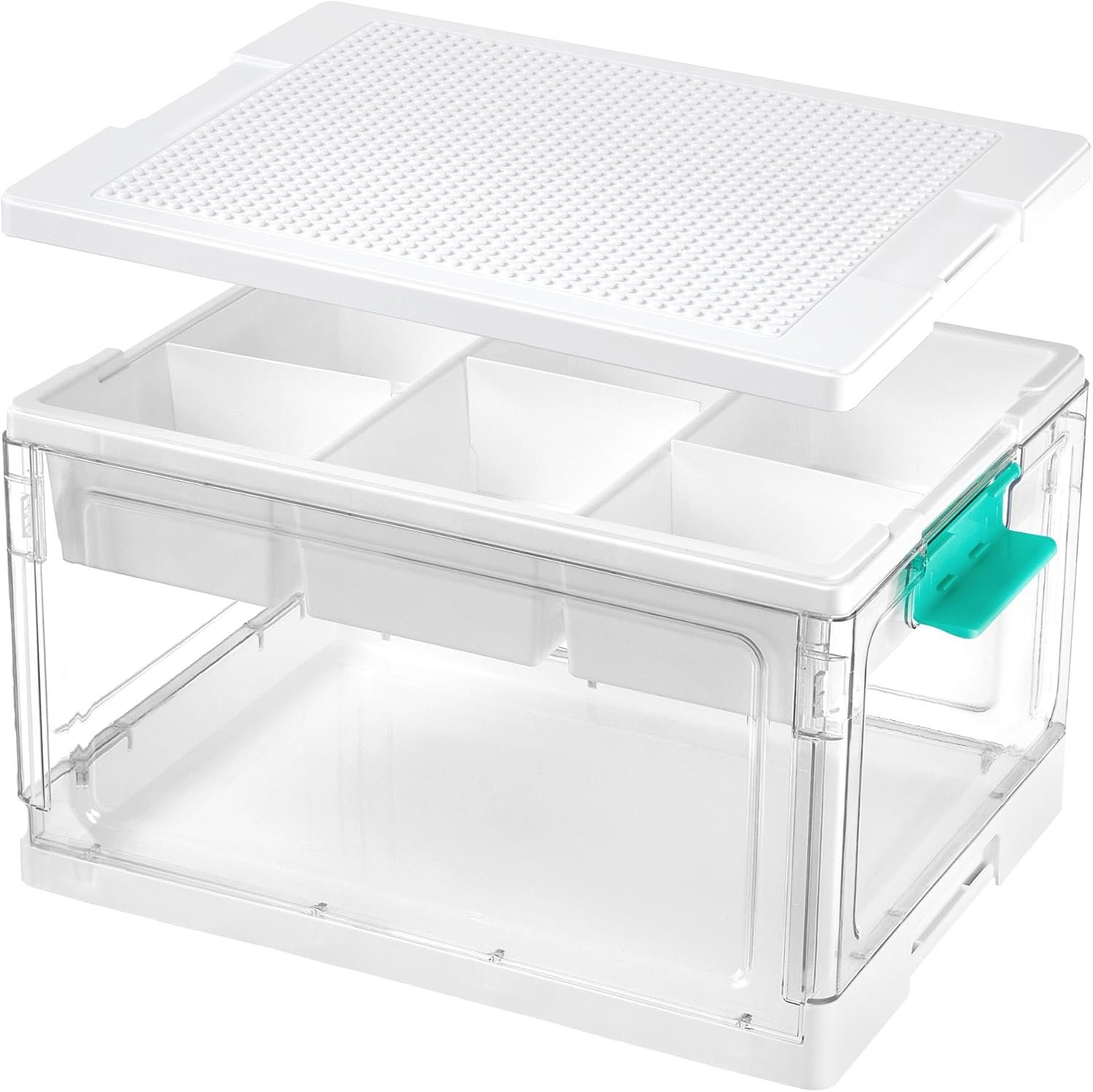 Vtopmart 24 QT Plastic Storage Box with Building Baseplate Lid and Removable Tray,Craft Organizer and Storage for Art Supplies, Beads and Sewing,1 Pack