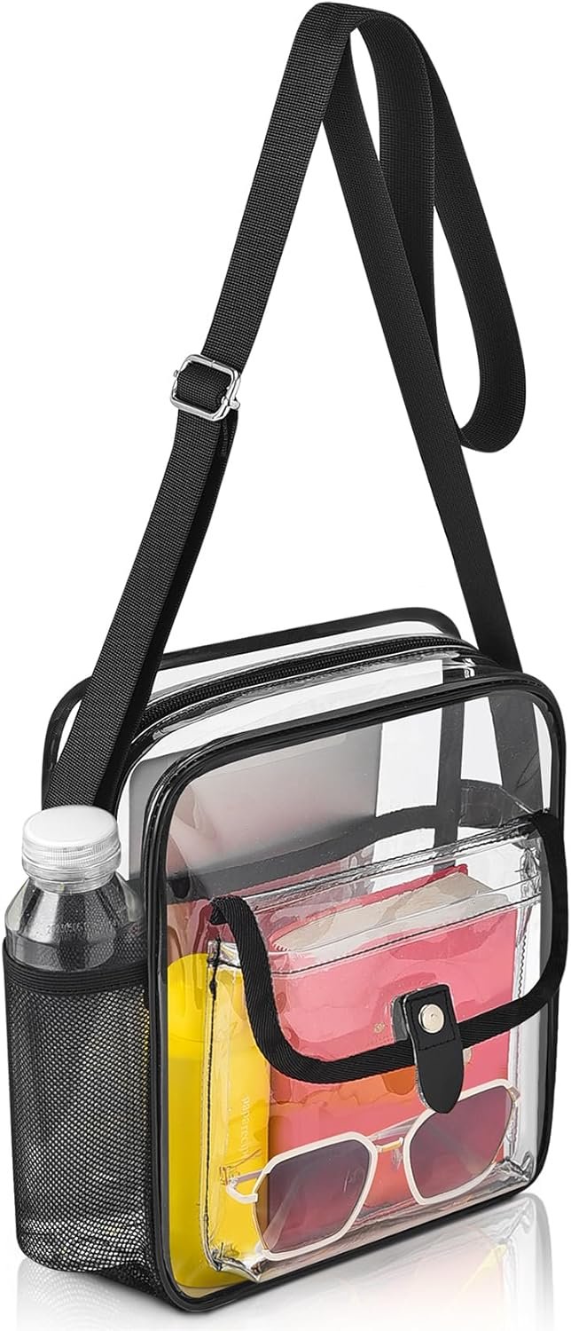 SPODEARS Clear Crossbody Bag for Stadium, Concert, Festival & More – Adjustable Shoulder Strap & Bottle Holder