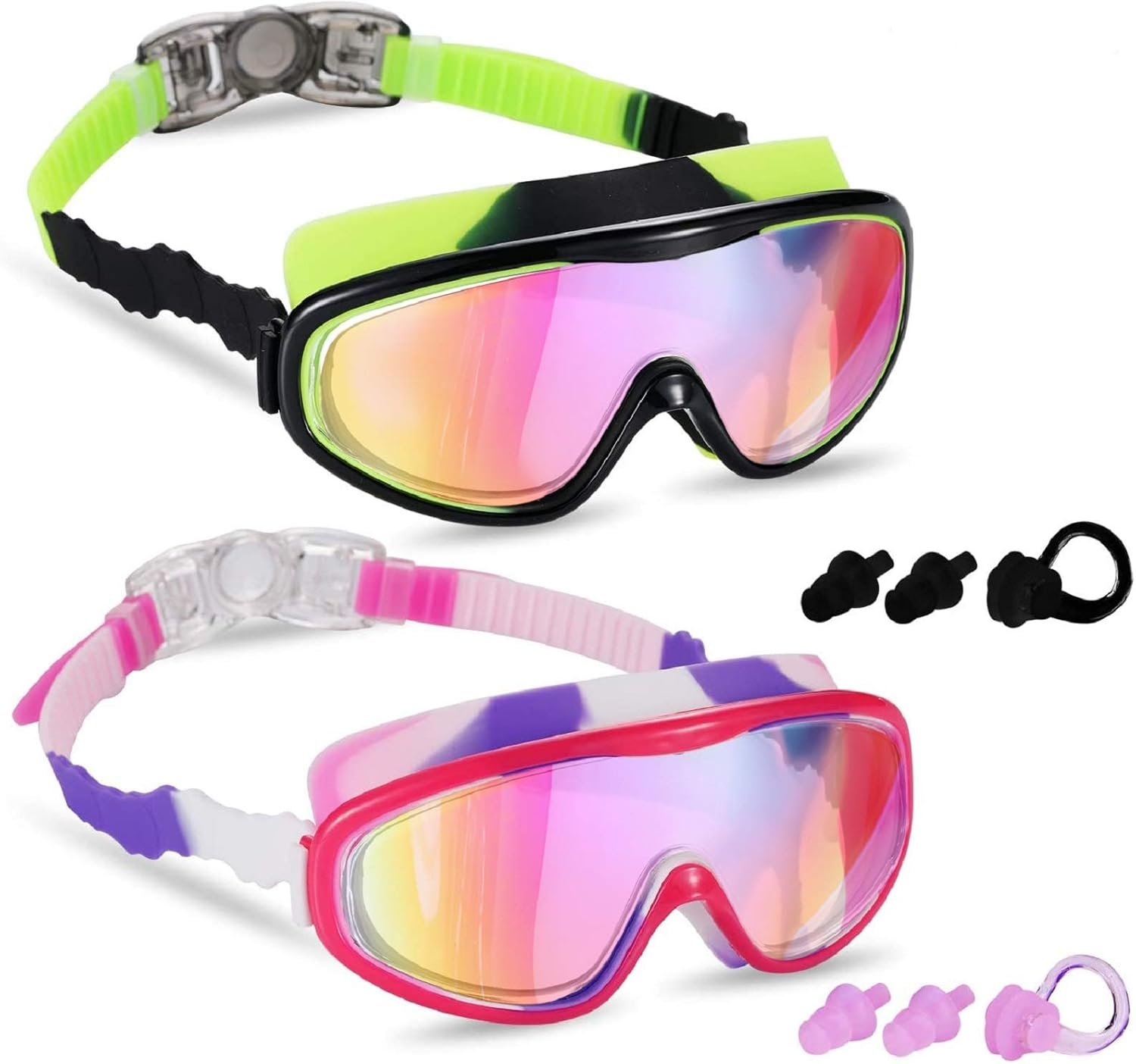 2 Pack Kids Swim Goggles, Swimming Glasses for Children from 3 to 15 Years Old