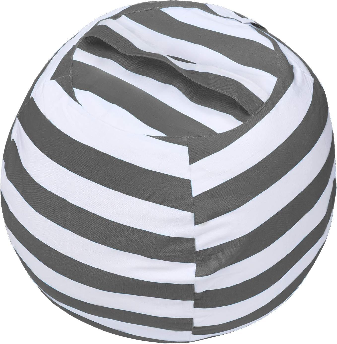 Miaowater Stuffed Animal Storage Bean Bag Chair Cover, Cotton Canvas Beanbag with Zipper for Organizing Kid’s and Adults Room 24″ (Grey)