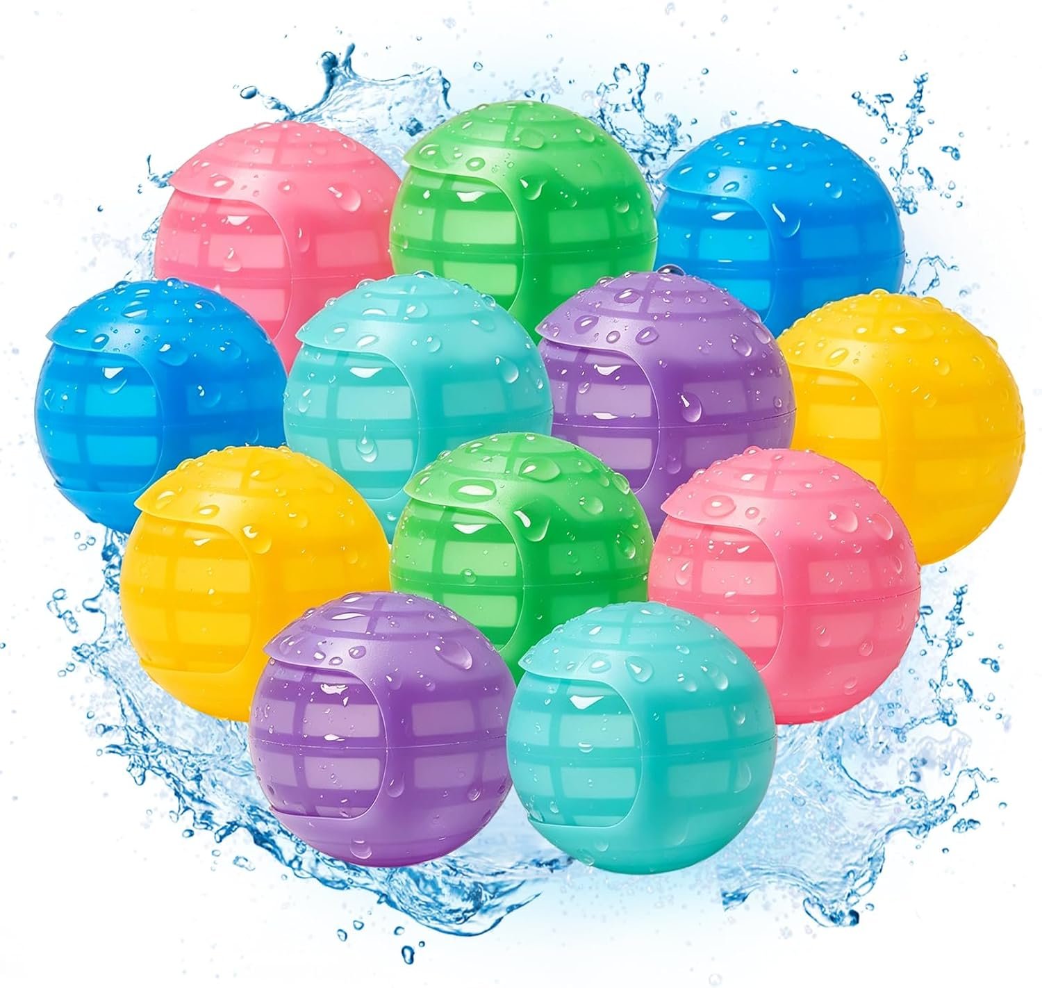 Reusable Water Balloons 12Pcs Self-Sealing Refillable for Kids Ages 4-14 | Pool Toys, Outdoor Summer Pool Beach Water Toys,Water Fight Game