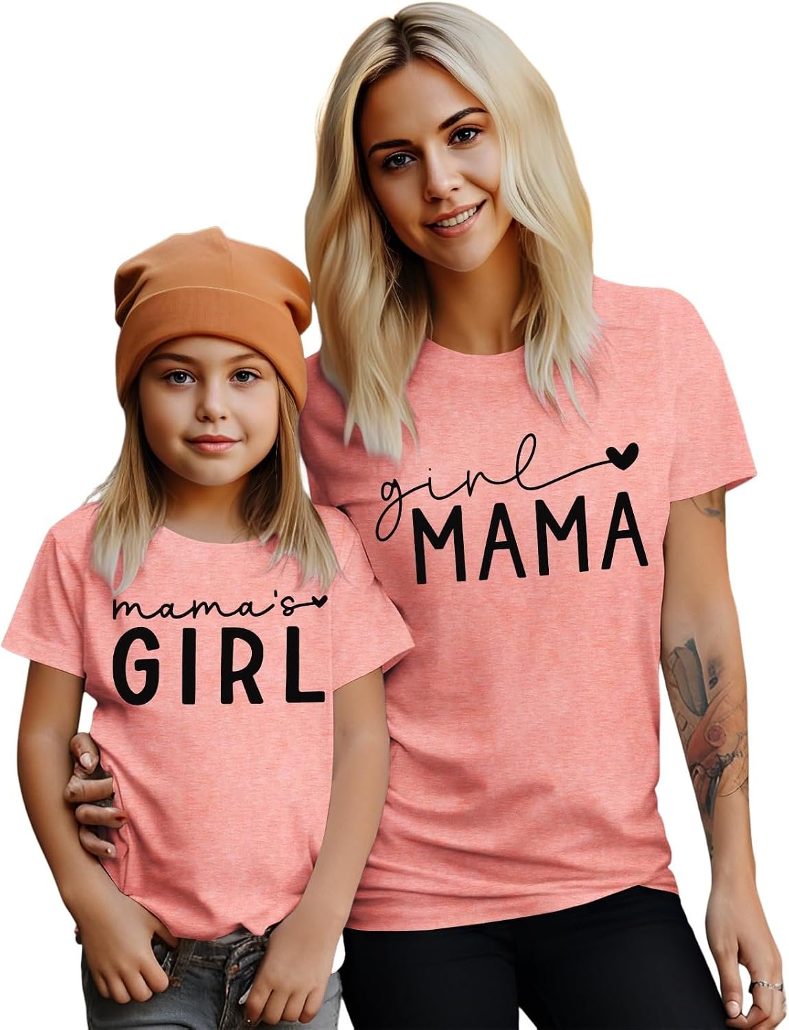 GLIGLITTR Mommy and Me Matching Outfit Mother’s Day Shirt Mom and Daughter Tshirt Heart Mama Girl Family Matching Set Clothes