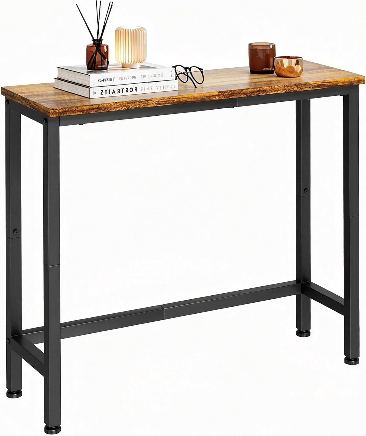 29.5 Inch Narrow Console Table, Small Entryway Table with Metal Frame, Skinny Sofa Table for Living Room Hallway Bedroom Foyer, Slim Hallway Shelf, Modern Entryway Furniture, Rustic Brown