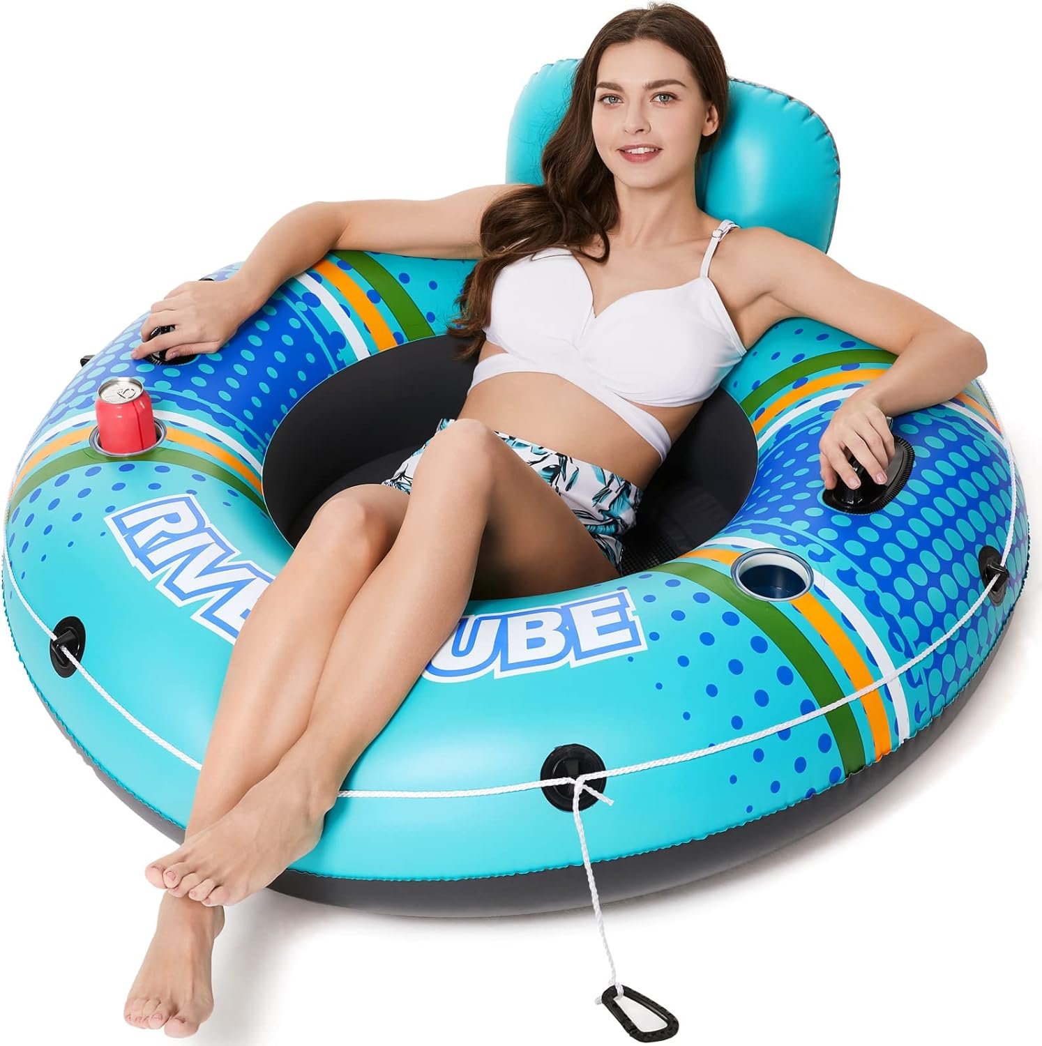 Jasonwell Inflatable River Tube Float – Heavy Duty River Float Pool Floats Lake Premium Water Tubes for Floating Recreational River Raft Lounge Floaties with 2 Cup Holders for Adult