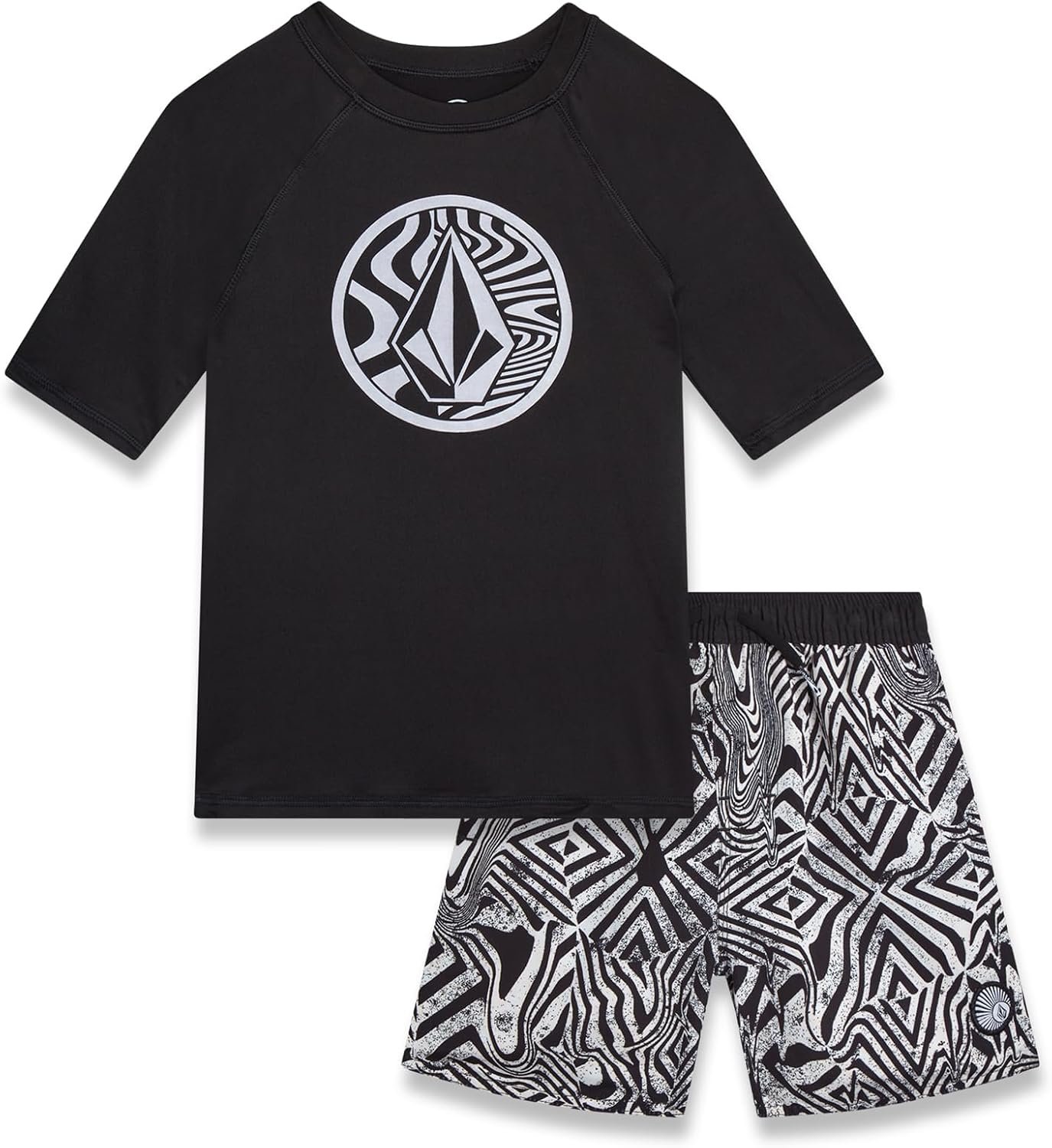 Volcom Baby Boys Swimsuit Set – 2 Piece Swimwear Short Sleeve Rash Guard Swim Shirt and Swim Trunks for Infants & Toddlers