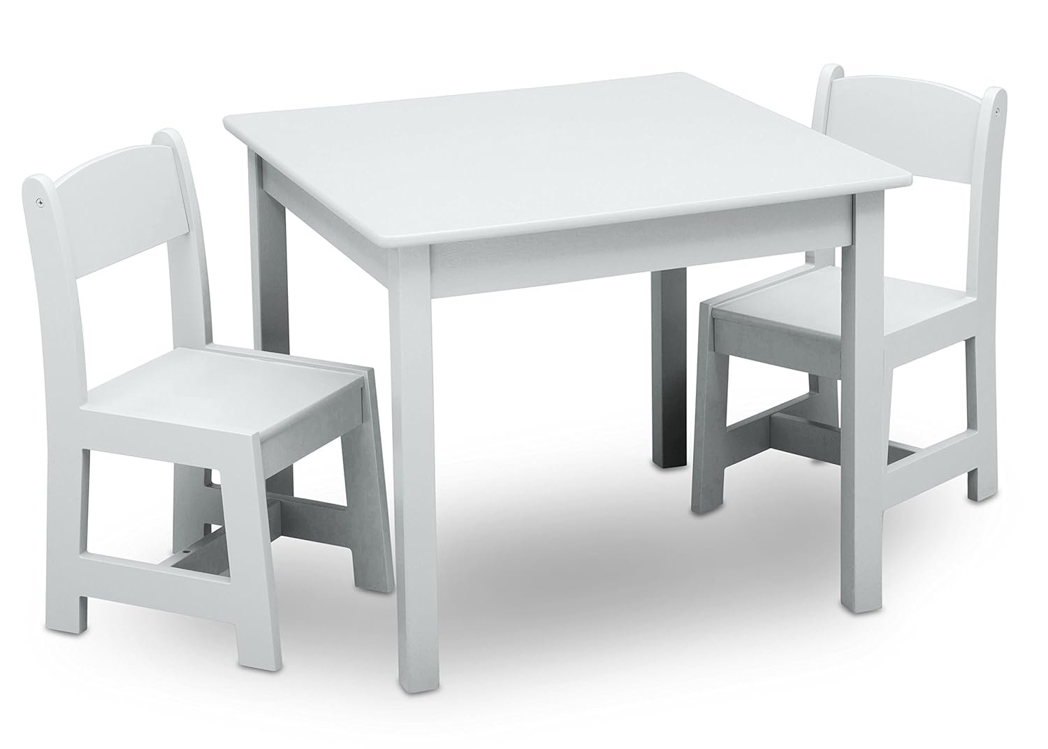 Delta Children MySize Kids Wood Table and Chair Set (2 Chairs Included) – Ideal for Arts & Crafts, Snack Time, & More – Greenguard Gold Certified, Bianca White, 3 Piece Set