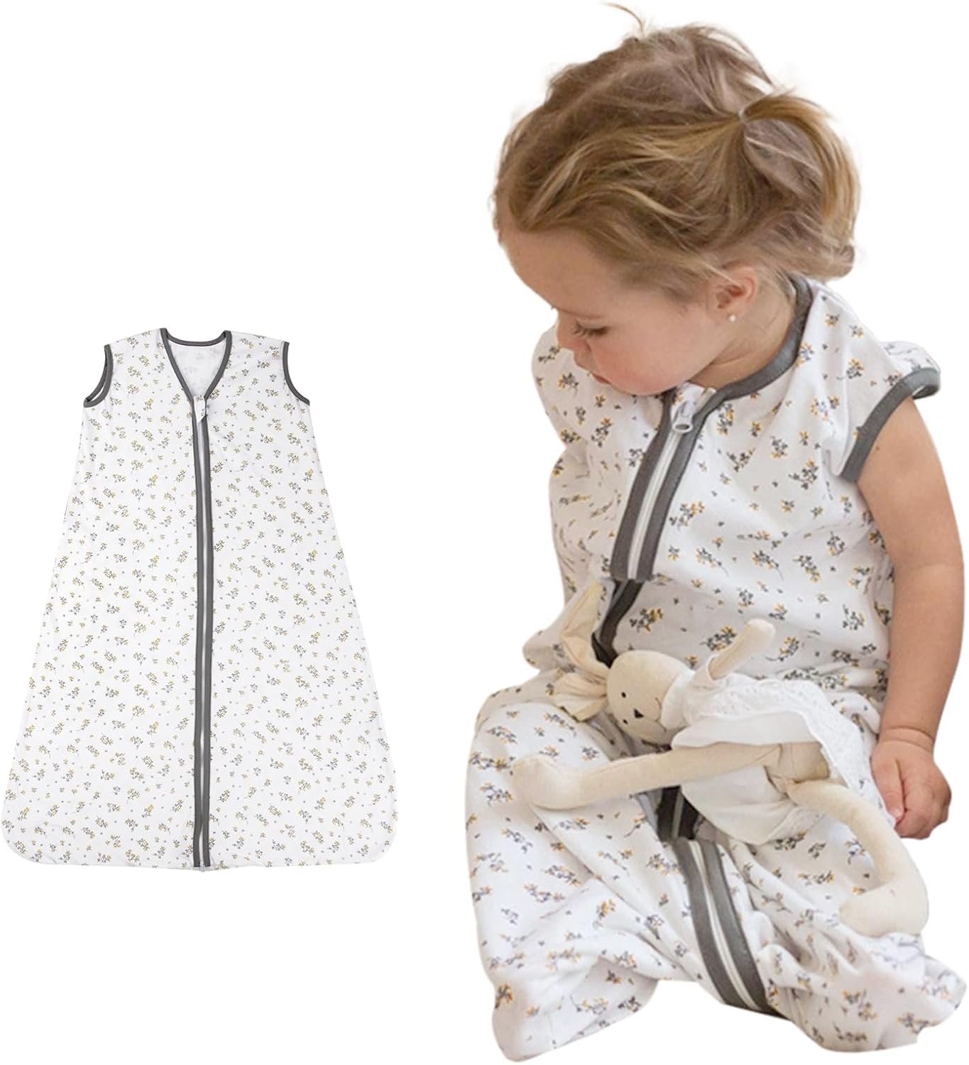 SPRINGSPIRIT Baby Sleep Sack 18-24 Months, 100% Cotton Toddler Sleeping Bag, 2-Way Zipper Wearable Blanket for Baby, 0.5 TOG