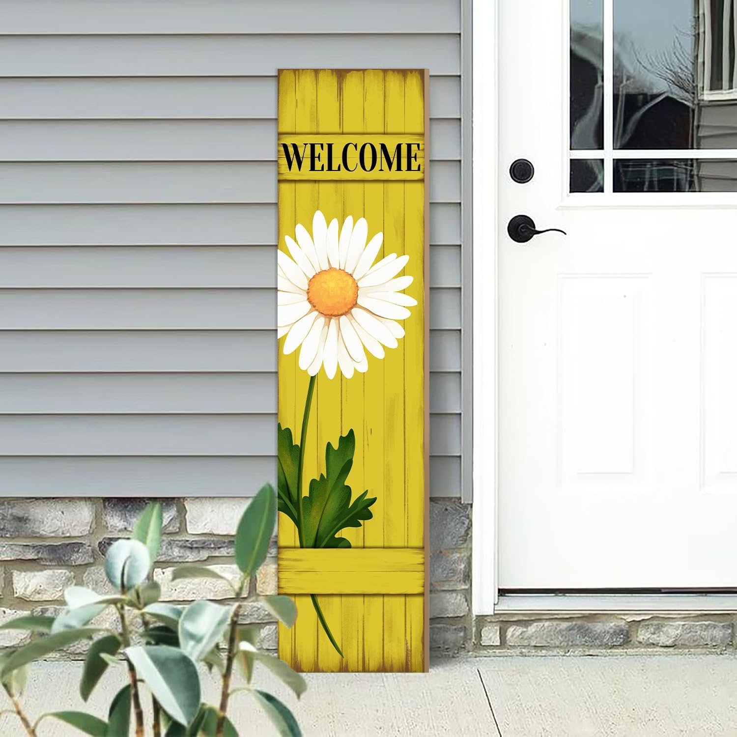 Spring Daisy Welcome Wooden Sign, Summer Rustic Daisy Porch Sign for Front Door Decorations, Front Porch Decor Home Hanging Signs Wall Sign 31.5″H