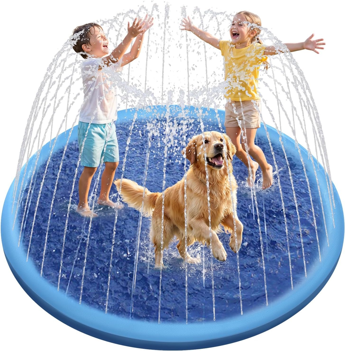 Raxurt Non-Slip Splash Pad for Kids and Dog, 67” Splash Pad Thicken 0.58mm for Kids Ages 4-8 Toddler Baby Splash Sprinkler Pad Dog Pool Summer Outdoor Water Toys for Boys Girls