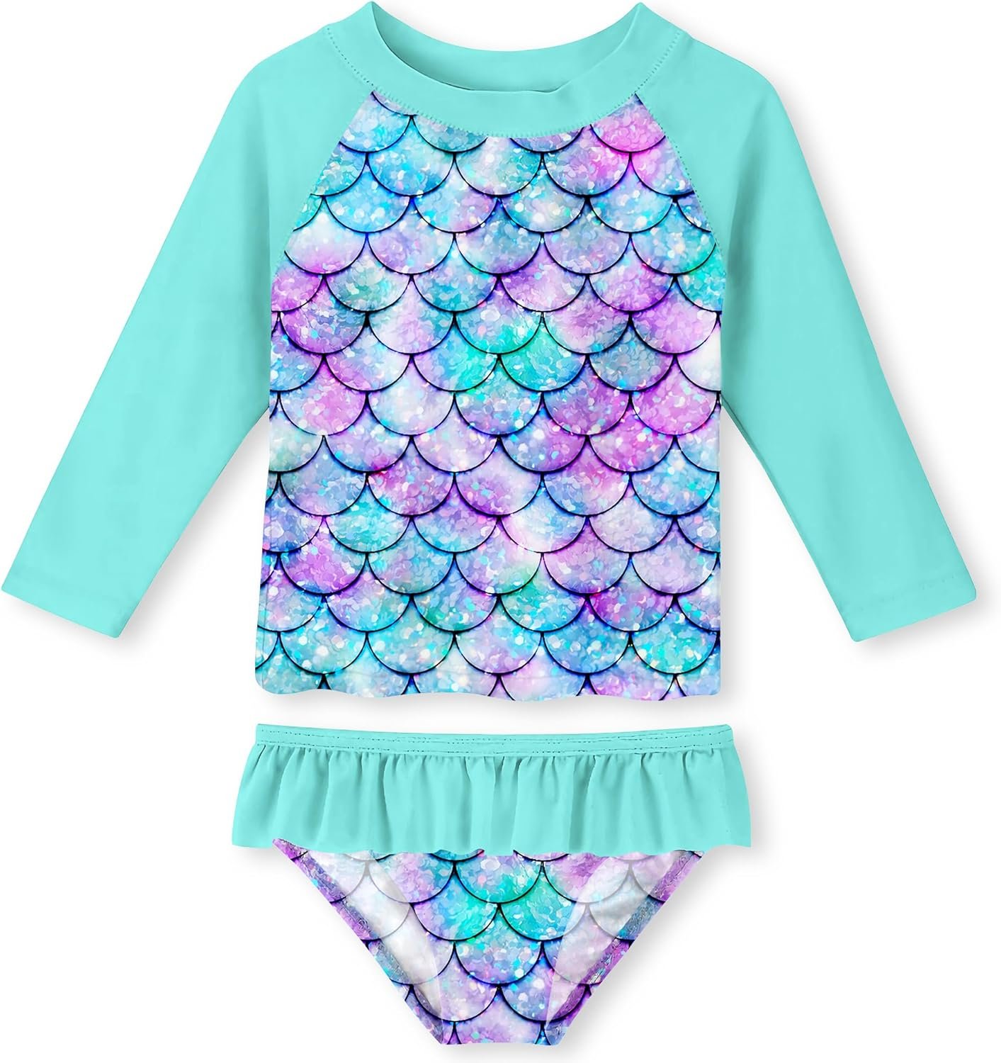 UNIFACO Toddler Girls Swimsuit Rashguard Set Summer Beach Breathable Tankini with UPF 50+ Sun Protection 2-8T