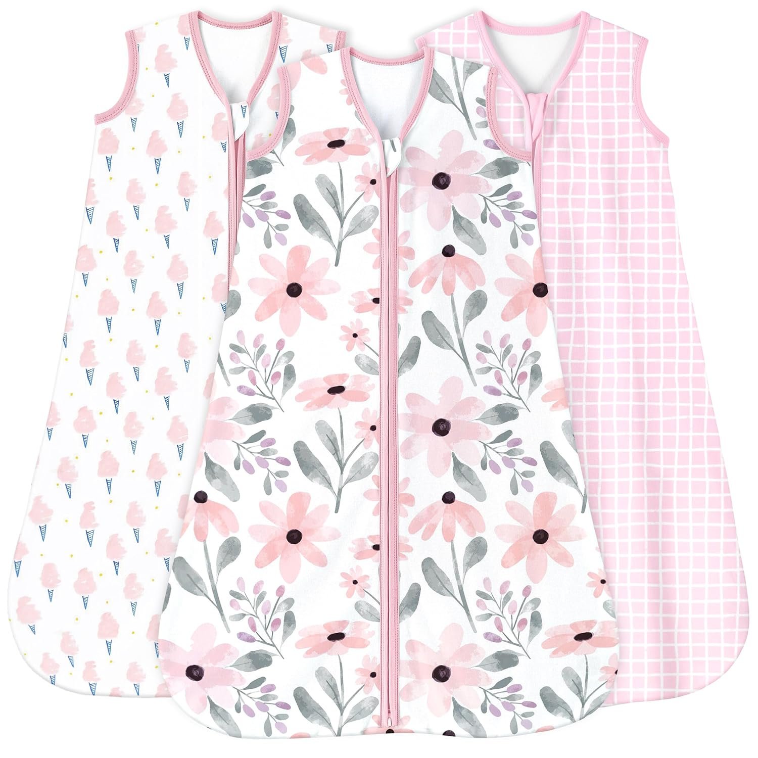 Yoofoss Baby Sleep Sack 18-24 Months 0.5 Tog Wearable Blanket for Baby, 3 Pack 100% Organic Cotton Infant Toddler Sleeping Sack 2-Way Zipper Lightweight Sleep Sack