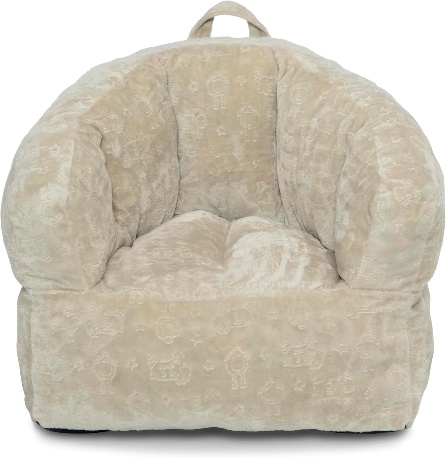 Delta Children – Serta Kids Plush Barrel Toddler Chair, Soft Foam Chair Bean Bag Chair Alternative for Boys and Girls, Cozy Seat for Reading, Watching Cartoons, Playroom Nursery Bedroom, Cream