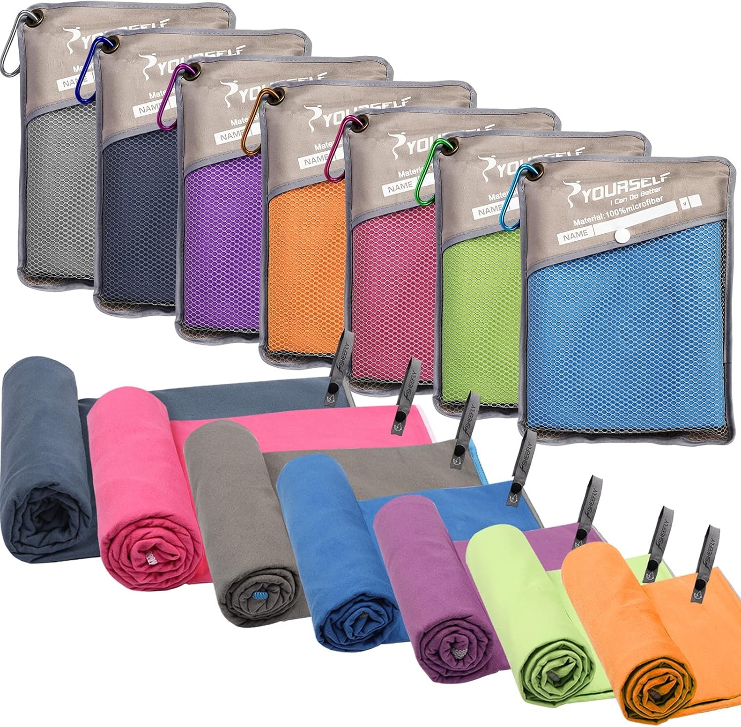 SYOURSELF Microfiber Camping Towel, Quick Dry Towel, Soft Absorbent Compact Travel Gym Workout Sweat Towel for Beach Yoga Swim Travel Camping Hiking Backpack Essentials (M:40″x20″)