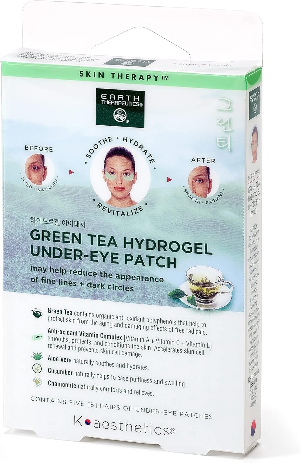 Earth Therapeutics Hydrogel Under-Eye Recovery Patch – – Reduce Wrinkles, Puffy Eyes, Dark Circles – Revitalize & Refresh Your Skin – 5 Pairs (10 Patches)