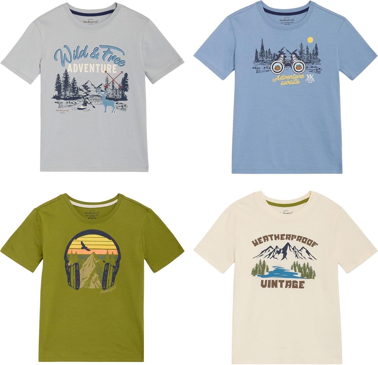 Weatherproof Vintage Boys’ 4 Pack Variety Super Soft Stretchable Tee Short Sleeve Graphic T-Shirt