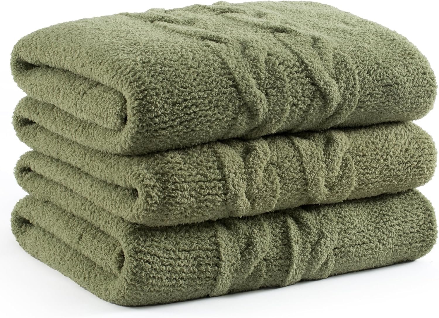 Winter Knit Throw Blanket for Couch Sofa Bed Fluffy Fuzzy Soft Lightweight Cozy Farmhouse Chunky Cable Knitted Throws (Green, 60″x80″)
