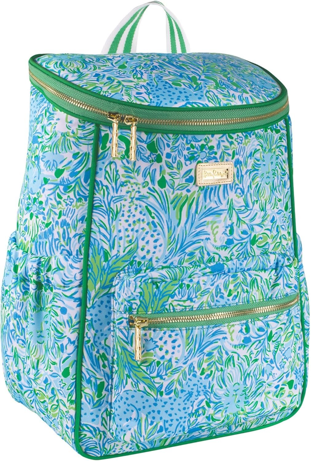 Lilly Pulitzer Insulated Backpack Cooler Large Capacity, Green Portable Soft Cooler Bag for Picnics, Beach, Pool, Hiking, Dandy Lions