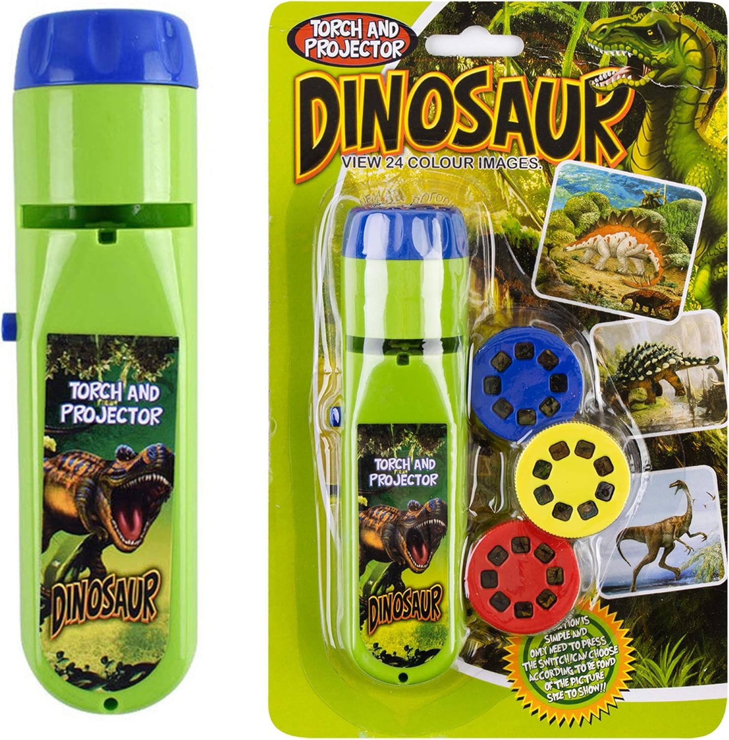 Georgie Porgy Children Projector Toys Educational Science Set Wall Ceiling Tent Torch Toddler Flashlight for Kids Gifts for Boys Girls (Dinosaur)