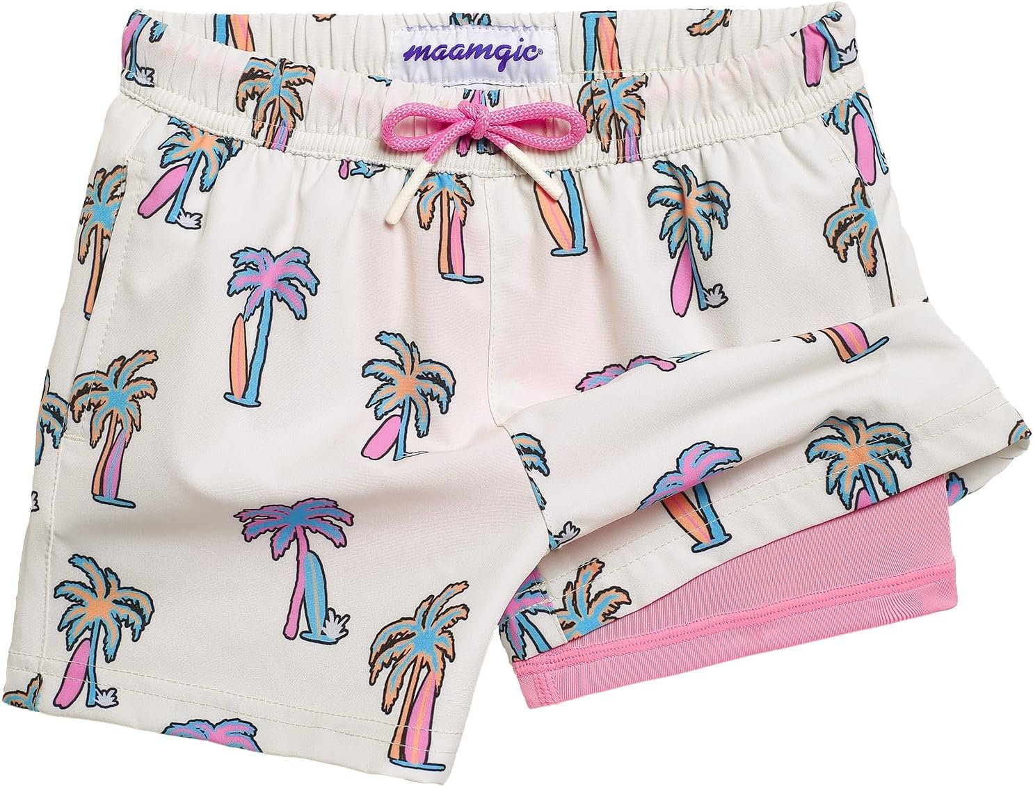 maamgic Boys Swim Trunks with Compression Liner Quick Dry Swim Shorts Anti-Chafe Boy Bathing Suit