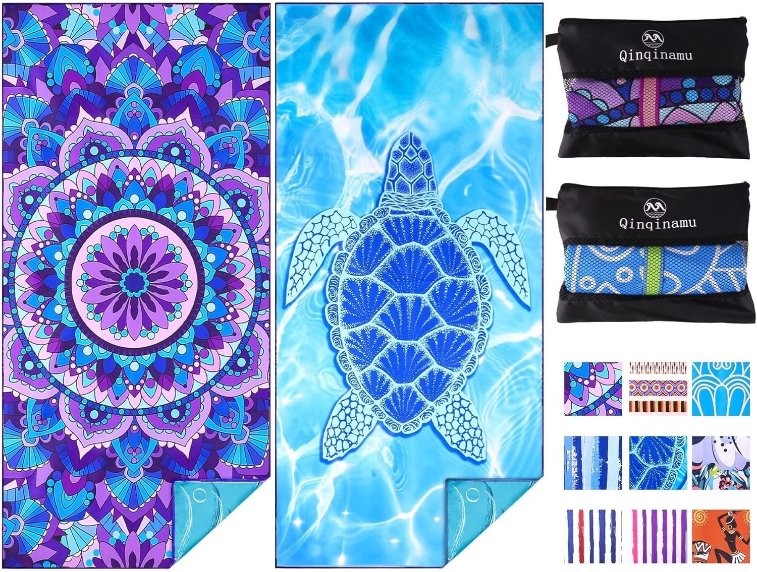 2 Pack Microfiber Oversized Lightweight Beach Towel 71″x32″ XL Extra Large Thin Sand Free Towels Travel Swim Pool Yoga Gym Camping for Adults Women Men Beach Essentials Accessories Vacation Gift