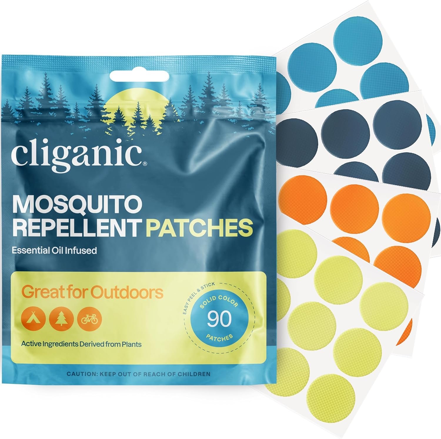 Cliganic Mosquito Repellent Stickers (90 Pack) – Patches for Kids & Adults, Natural DEET-Free, Citronella Essential Oil Infused